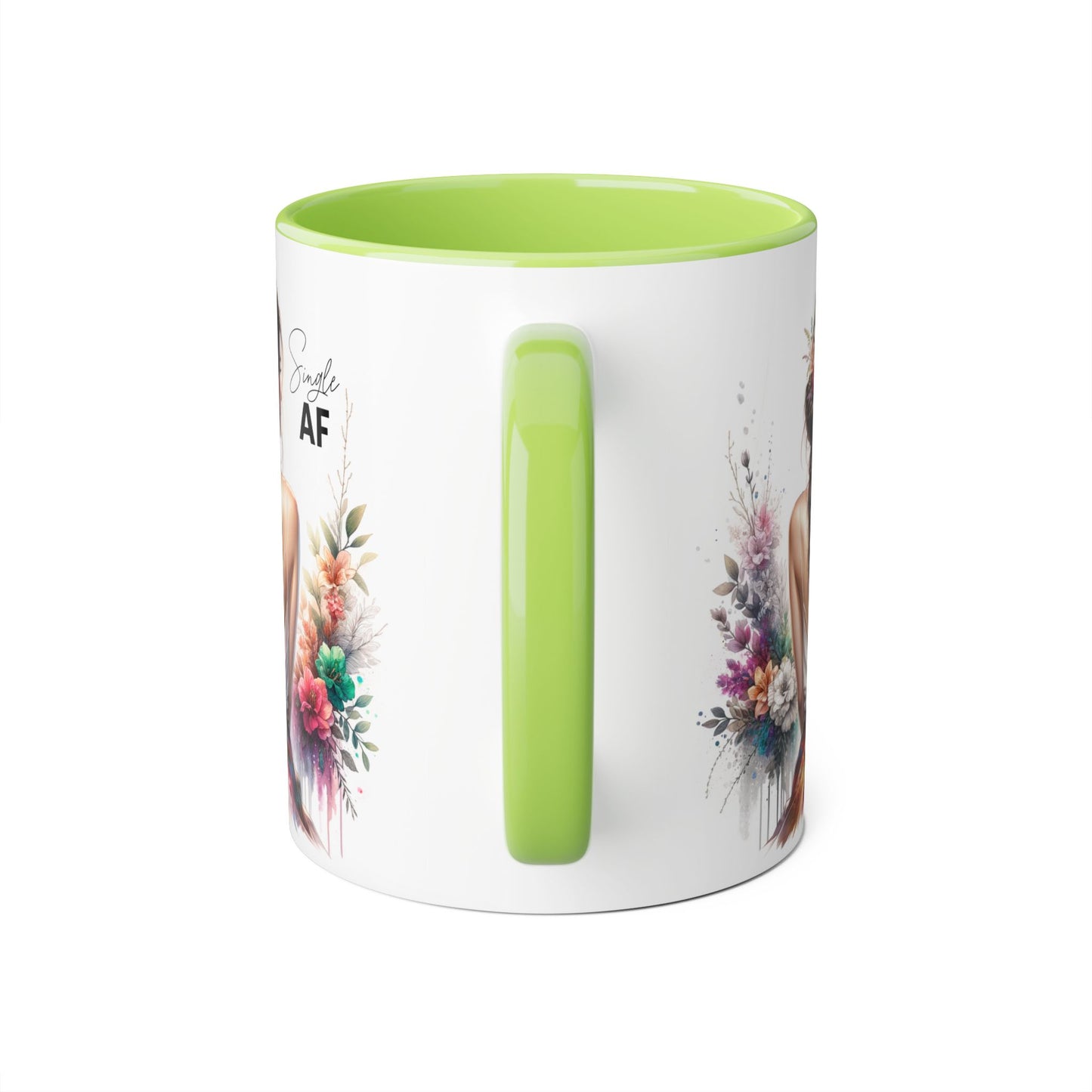 Single AF Bohemian Accent Mug - Smile AF, Floral Coffee Cup, Gift for Her, Inspirational Drinkware, Home Décor, Unique Present