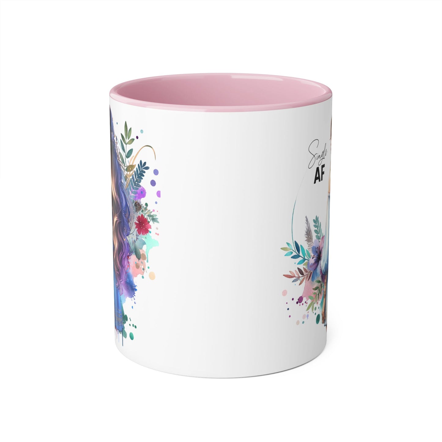 Single AF Boho Art Accent Mug, Unique Coffee Mug, Gift for Her, Floral Mug, Inspirational Mug, Perfect for Birthdays, Encouragement