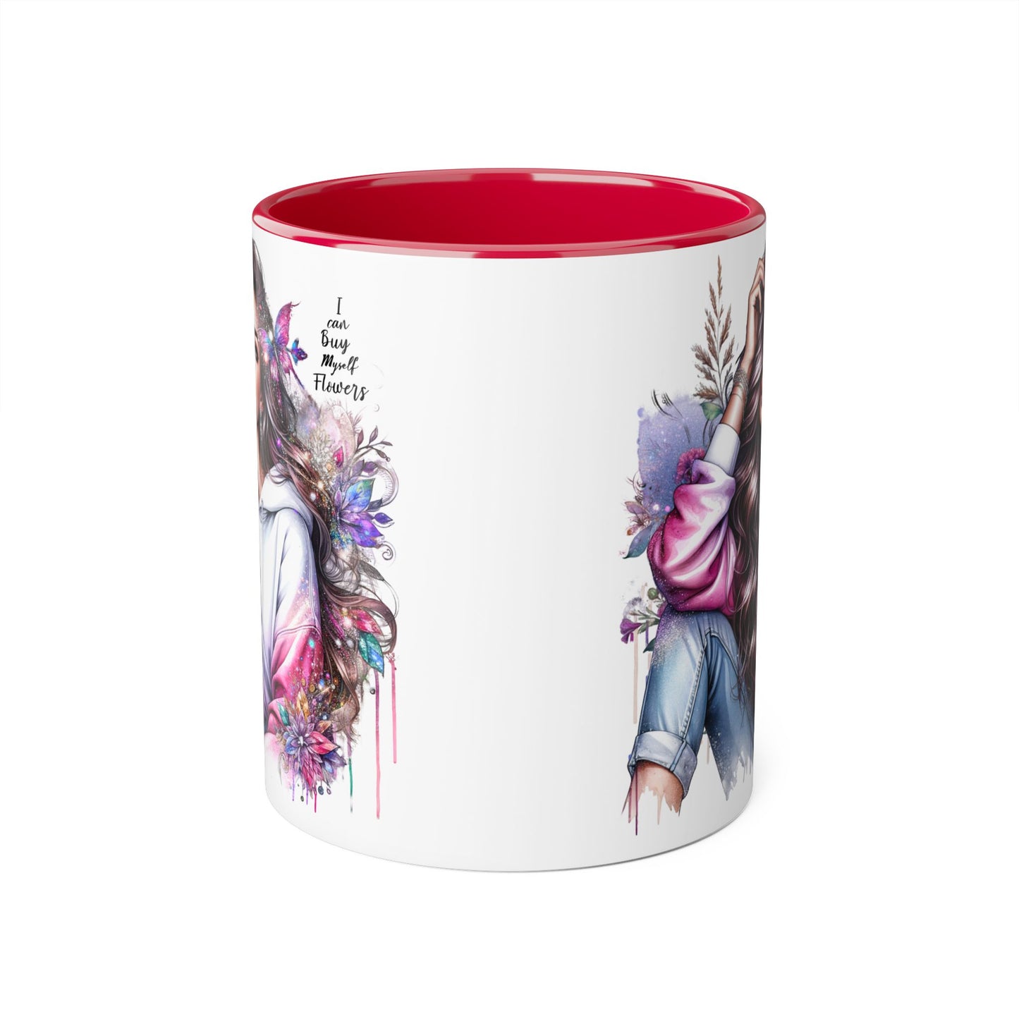 I Can Buy Myself Flowers Artistic Floral Accent Mug | I Keep My Hopes + Dreams, Coffee Cup for Gifts, Home Decor, Birthdays, Self-Care, Tea Lovers