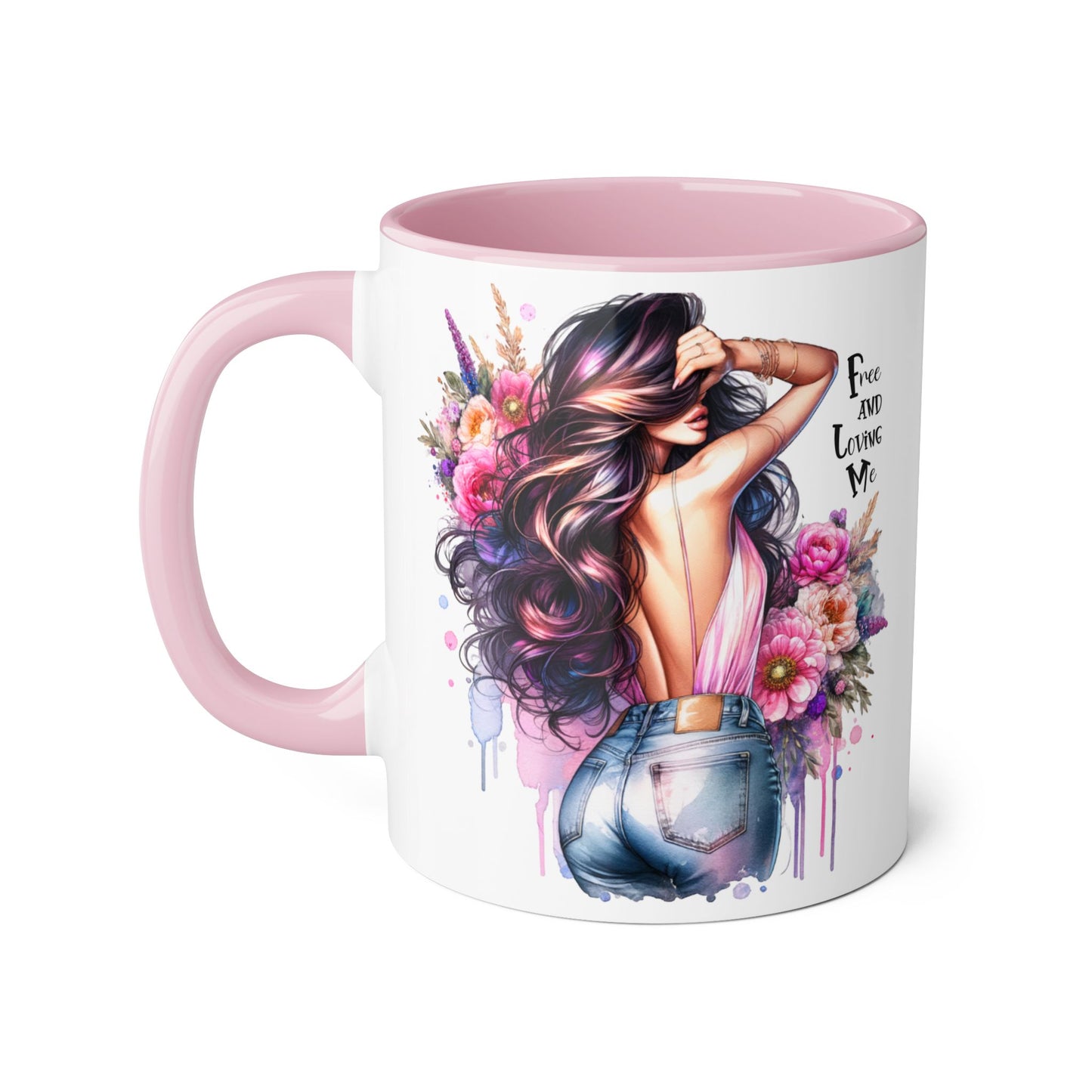 Boho Floral Accent Mug, Empowering Coffee Cup, Gift for Friends, Home Decor, Art Lover's Mug