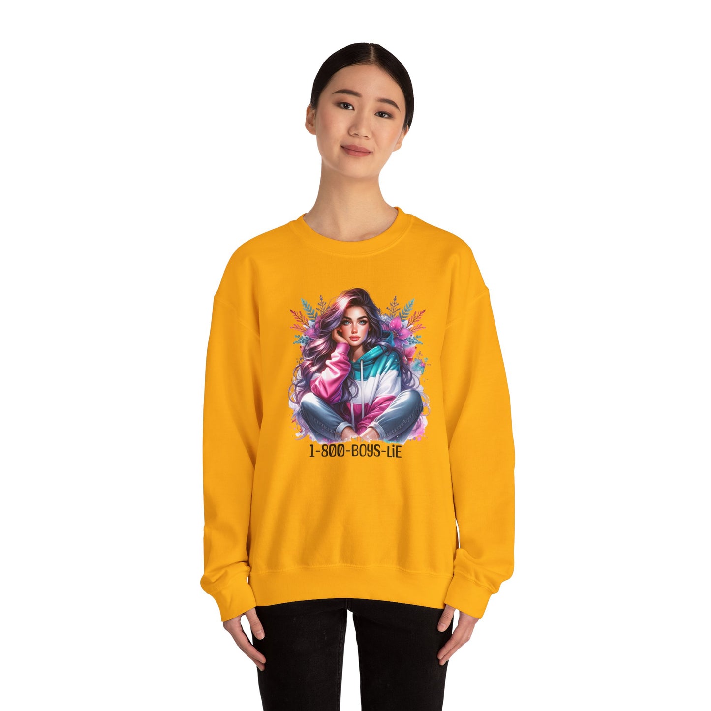 Chic Graphic Crewneck Sweatshirt - 1-800-BOYS-LIE, Cozy Sweatshirt, Fashion Sweatshirt, Casual Wear, Unique Gift, Trendy Outfit