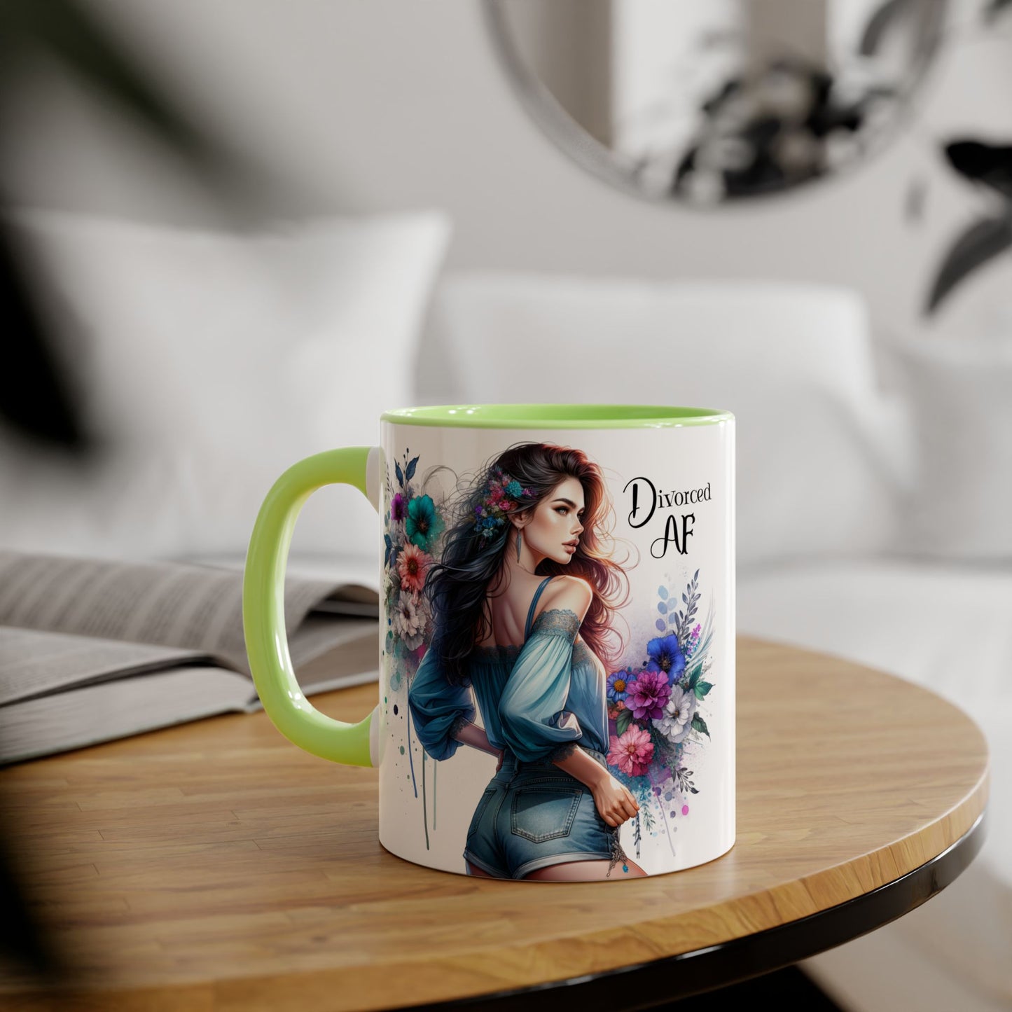 Divorced AF Accent Mug, 11oz Coffee Cups, Empowerment Gift for Newly Divorced, Funny Divorce Mug, Motivational Kitchen Decor