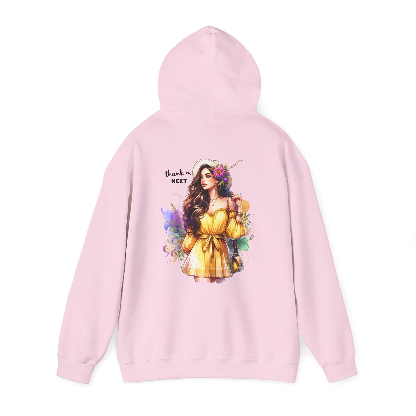 Thank U, Next Whimsical Fairy Art Hooded Sweatshirt, Cozy Apparel, Unique Gift, Casual Wear, Comfortable Layer