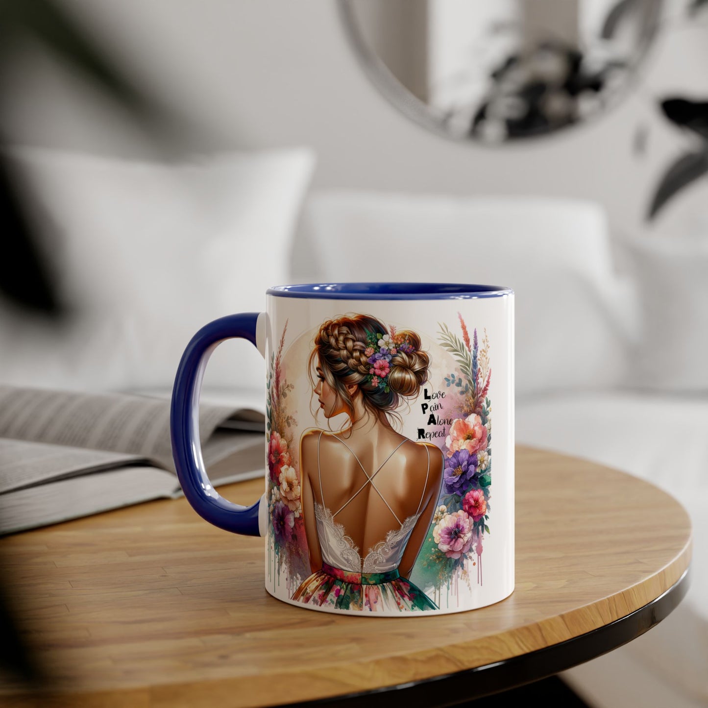 Floral Latte Mug, Inspirational Coffee Cup, Boho Style Mug, Gift for Her, Art Print Mug, Relaxing Beverage Mug