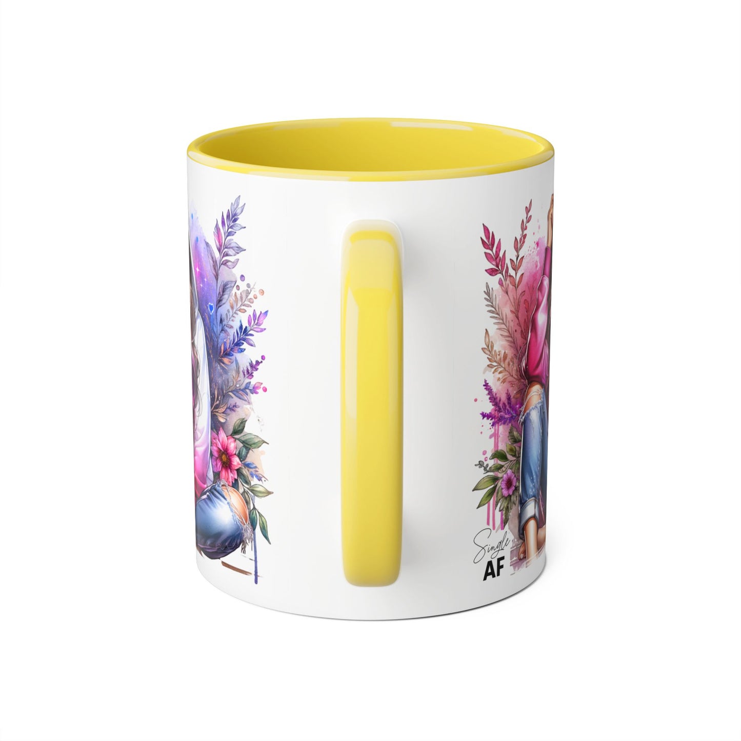 Single AF Stylish Accent Mugs for Coffee Lovers, Floral Art, Inspirational Gift, Appreciation Gift, Home Decor, Unique Mug Design