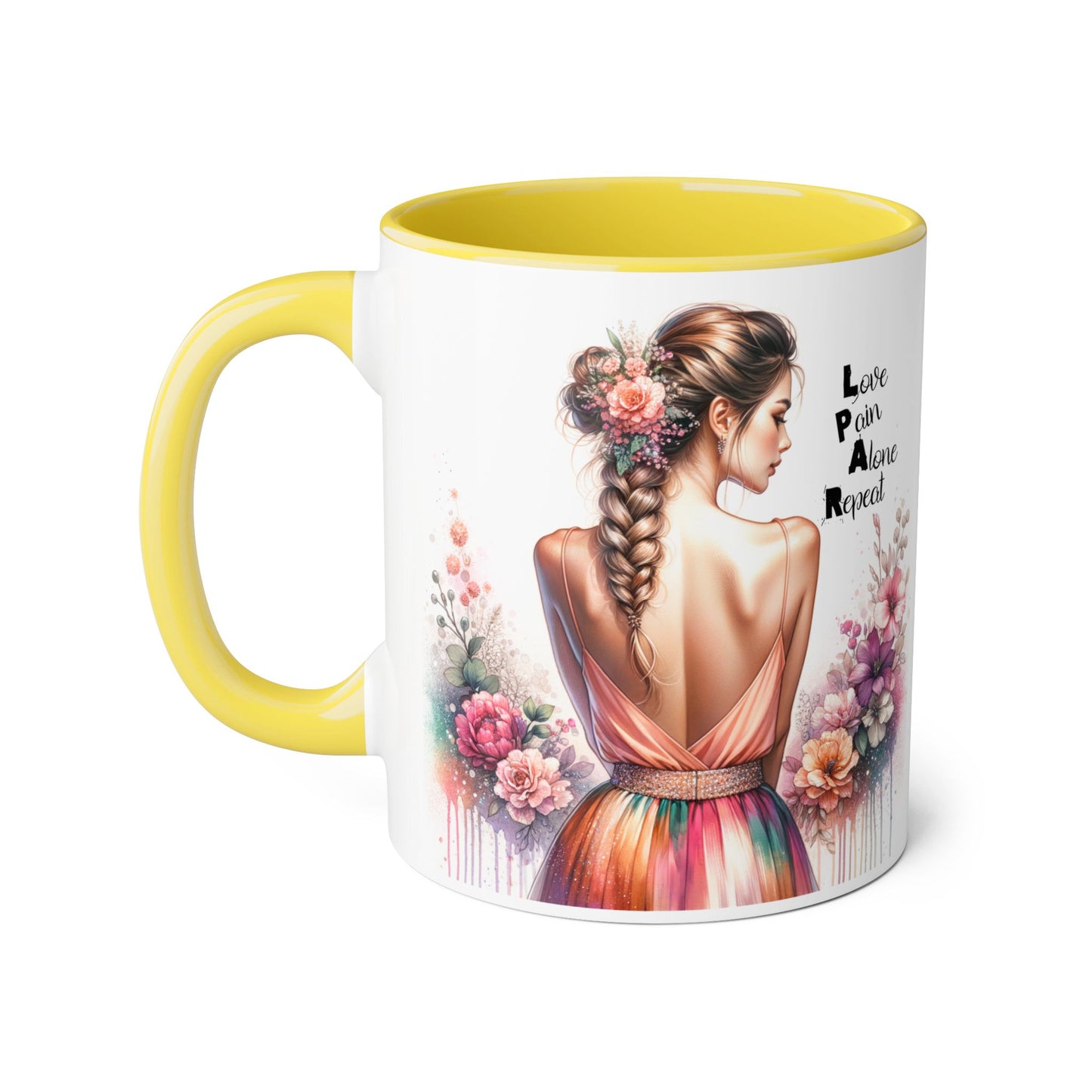 Artistic Floral Accent Mug - Inspirational Gift for Women, Coffee Lover's Decor, Unique Tea Mug, Perfect for Birthdays, Self-Care