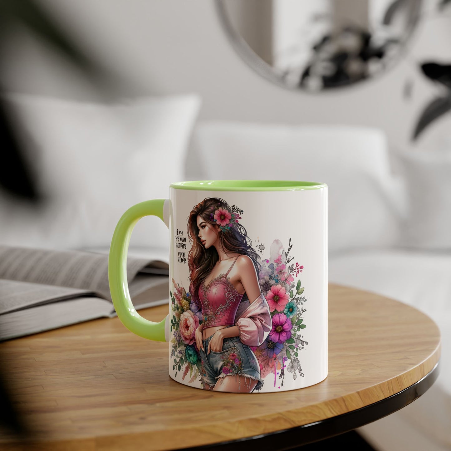 I Am My Own Happily Ever After Empowered Floral Accent Mug - 11oz with Inspirational Quote