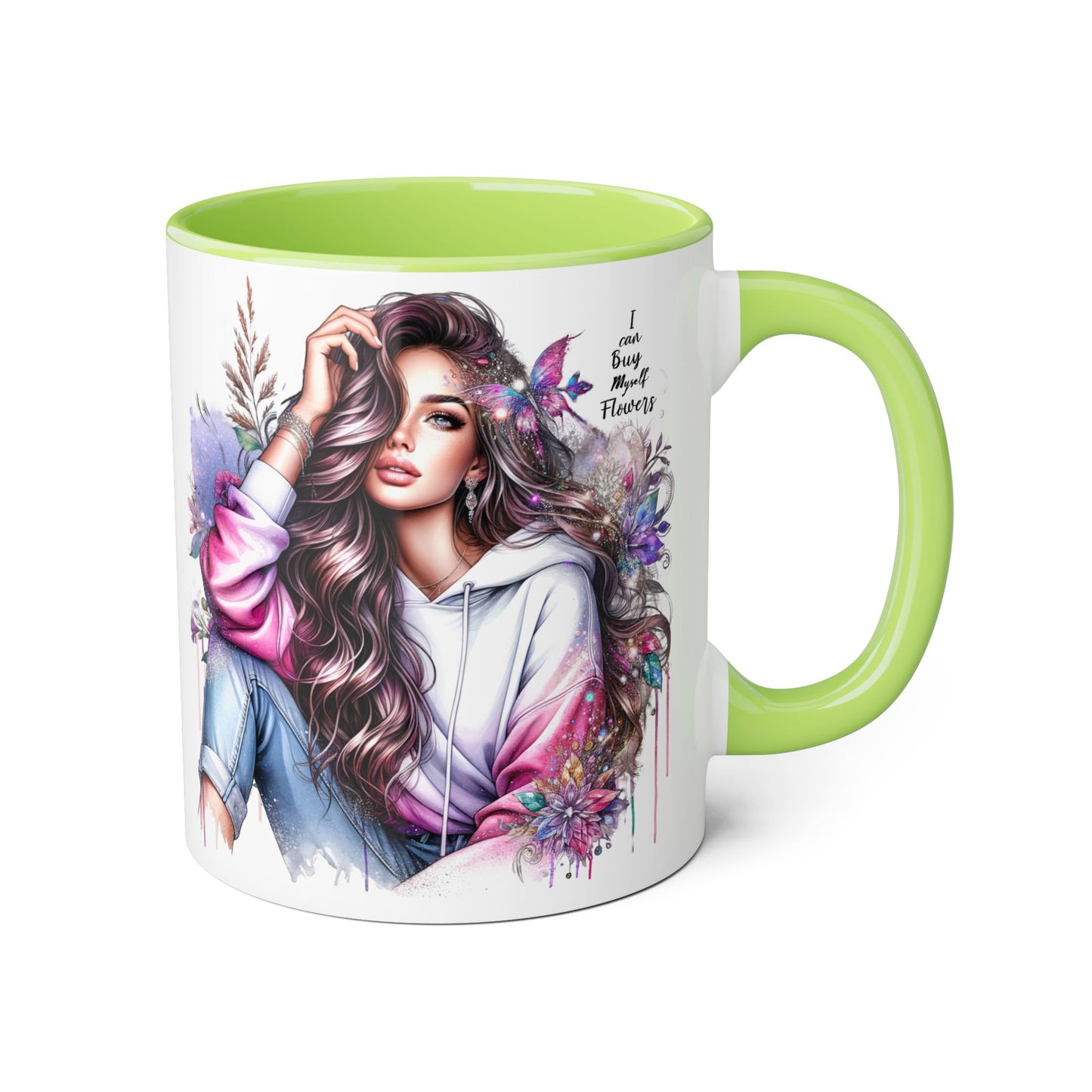I Can Buy Myself Flowers Artistic Floral Accent Mug | I Keep My Hopes + Dreams, Coffee Cup for Gifts, Home Decor, Birthdays, Self-Care, Tea Lovers