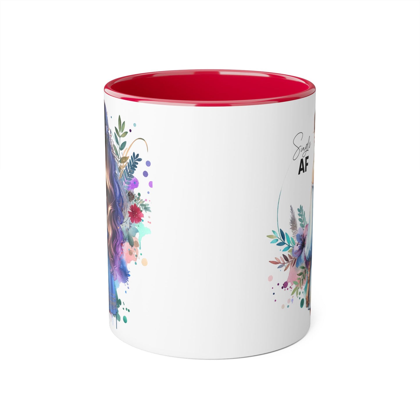 Single AF Boho Art Accent Mug, Unique Coffee Mug, Gift for Her, Floral Mug, Inspirational Mug, Perfect for Birthdays, Encouragement