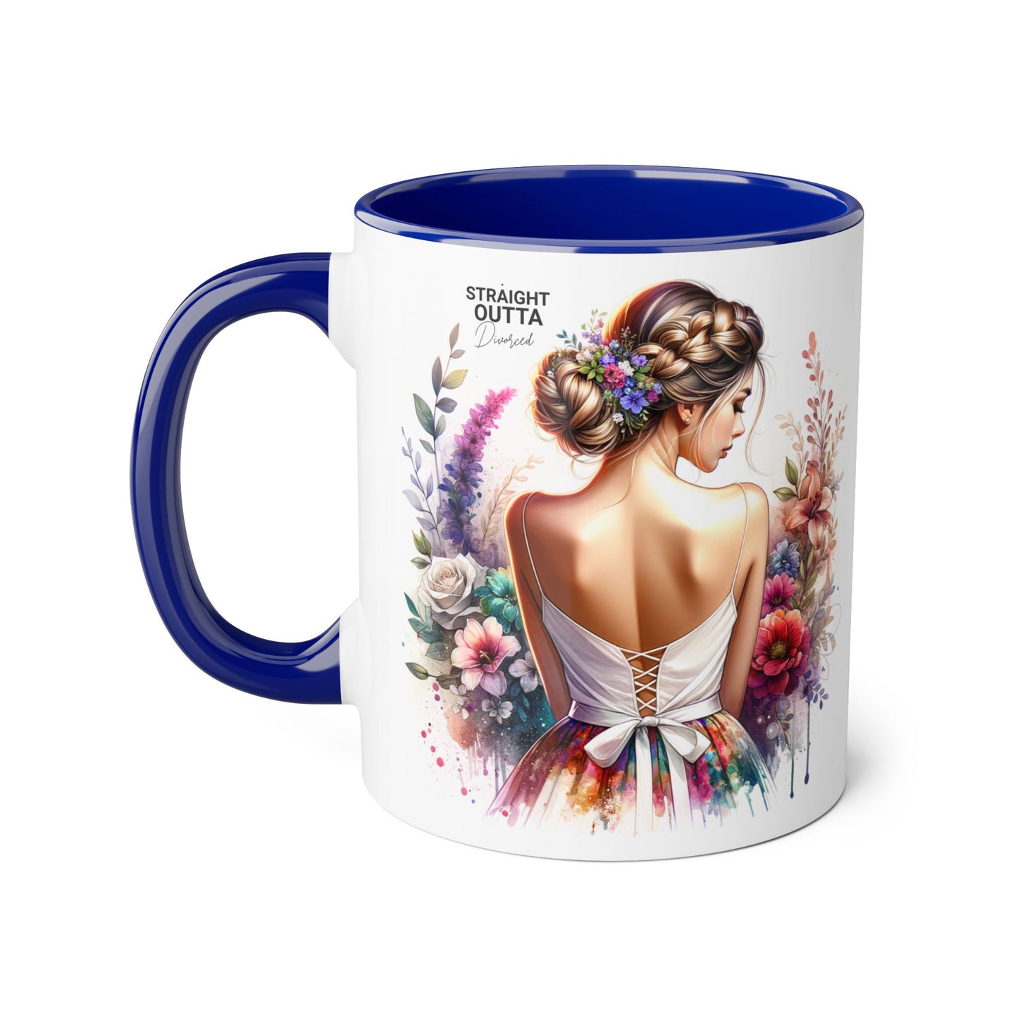 Straight Outta Divorced Humoristic Boho Floral Accent Mug, Inspirational Gift, Coffee Lover's Cup, Unique Art Mug, Straight Outta Beautiful, Personalized Drinkware