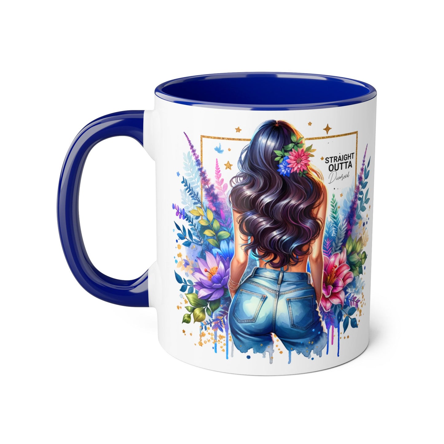 Straight Outta Divorced Humoristic Vibrant Floral Mug for Coffee Lovers, Straight Outta, Gift for Her, Inspirational Drinkware, Perfect for Birthdays, Celebrations