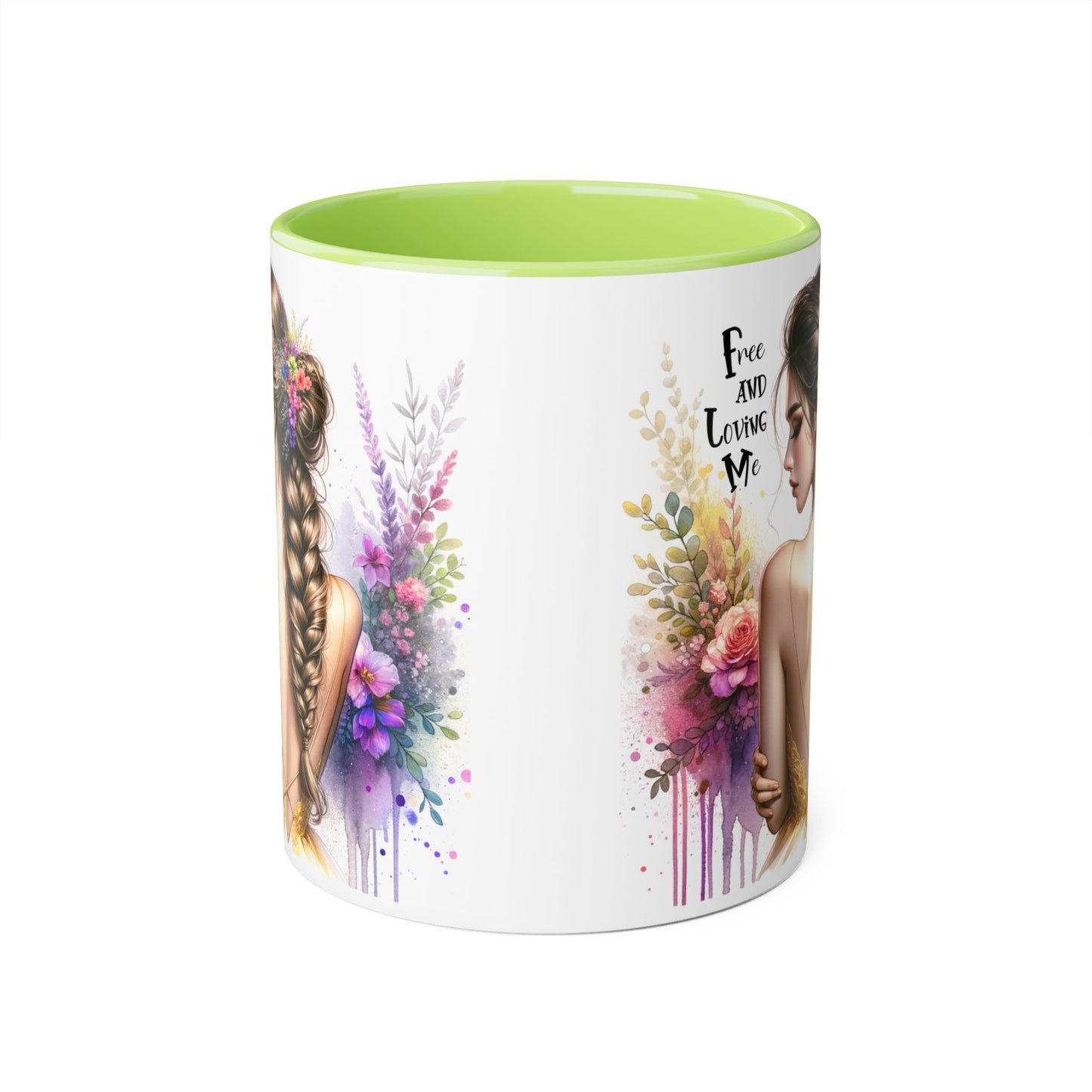 Bohemian Inspirational Mug, Free and Loving Me Coffee Cup, Unique Gift for Her, Floral Design, Tea Lover's Mug, Vintage Style Drinkware