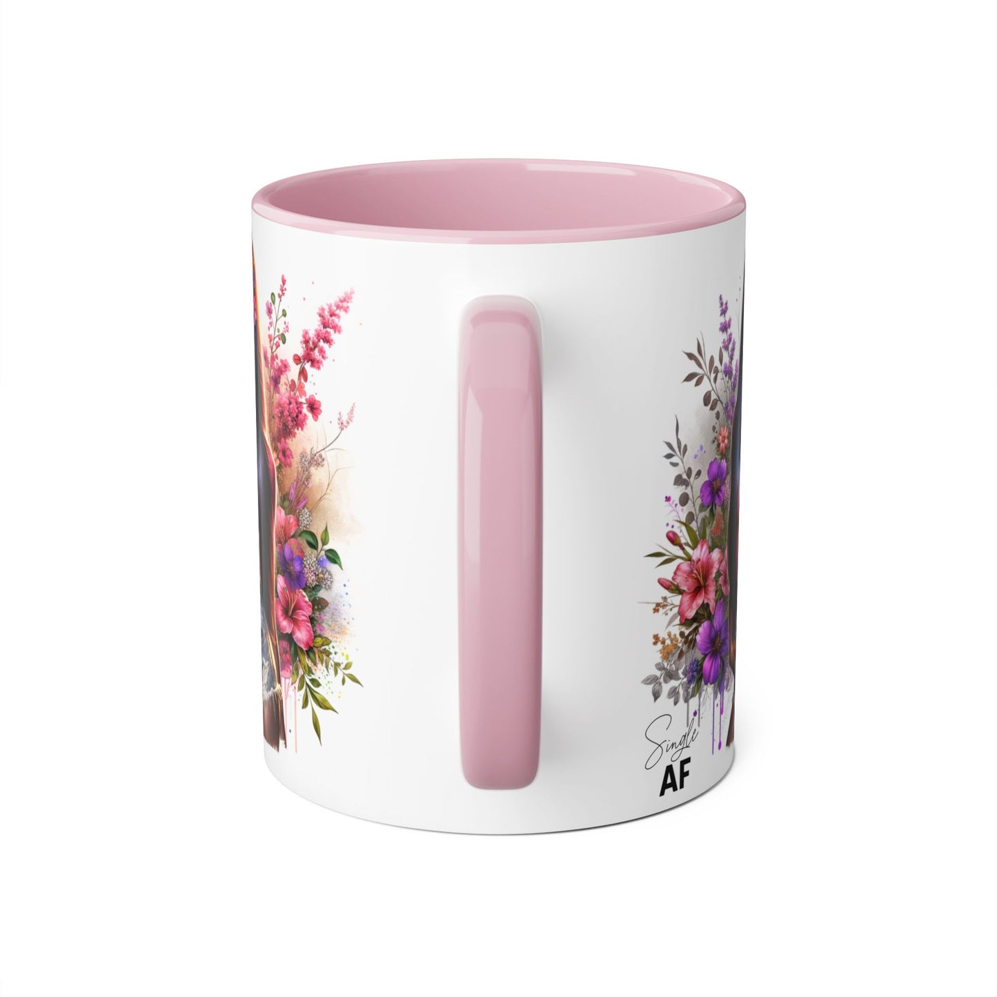 Single AF Floral Portrait Accent Mug, Unique Gift for Coffee Lovers, Home Decor, Self-Care, Birthday, Floral Art Mug, Artistic Coffee Cup