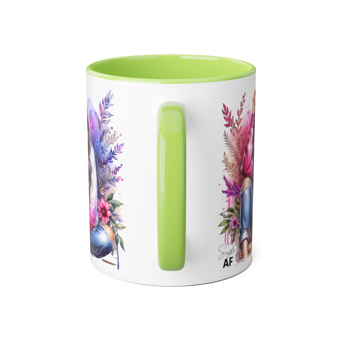 Single AF Stylish Accent Mugs for Coffee Lovers, Floral Art, Inspirational Gift, Appreciation Gift, Home Decor, Unique Mug Design