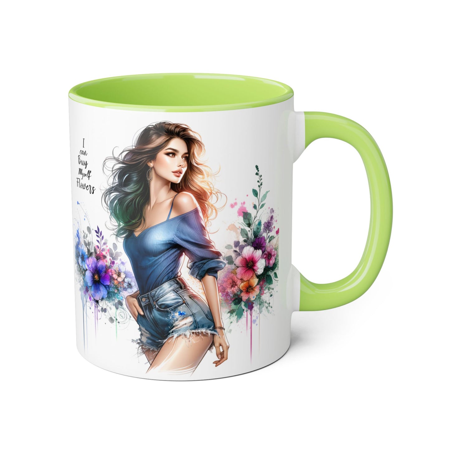 I Can Buy Myself Flowers Floral Twist Coffee Mug, Art Mug, Gift for Her, Creative Home Decor, Birthday Mug, Inspirational Drinkware, Busy with Flowers