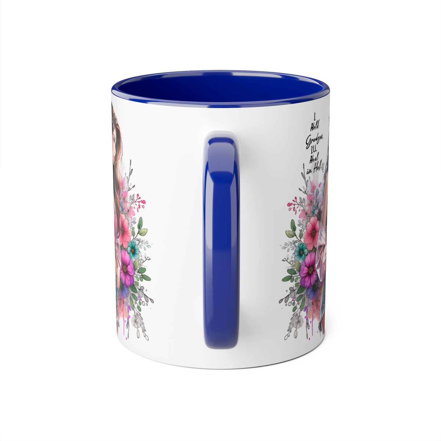 I Hold Grudges, I'll Heal in Hell Humoristic Floral Accent Mug