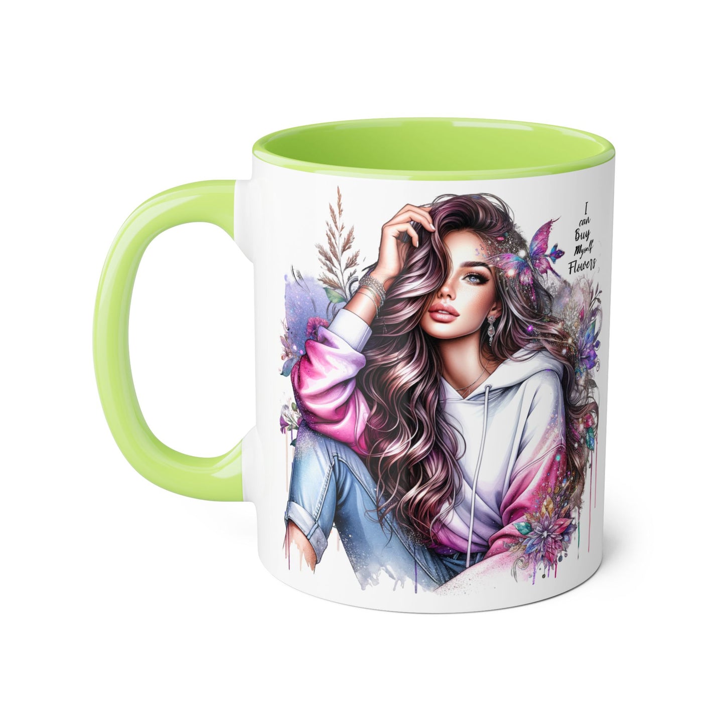 I Can Buy Myself Flowers Artistic Floral Accent Mug | I Keep My Hopes + Dreams, Coffee Cup for Gifts, Home Decor, Birthdays, Self-Care, Tea Lovers