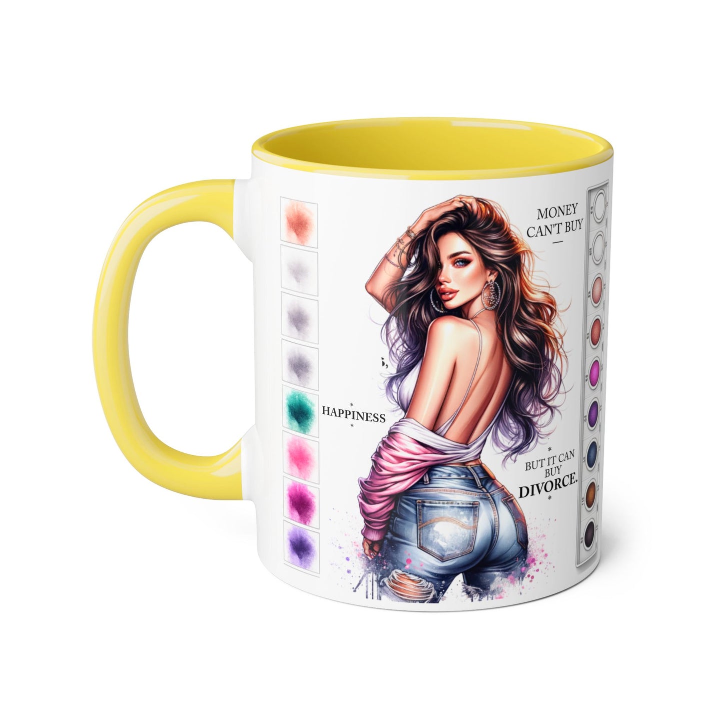Money Can't Buy Happiness But It Can Buy Divorce Humoristic Mug, Funny Coffee Cup for Women, Gift for Best Friend, Brighten Your Day with Laughs, Inspirational Drinkware