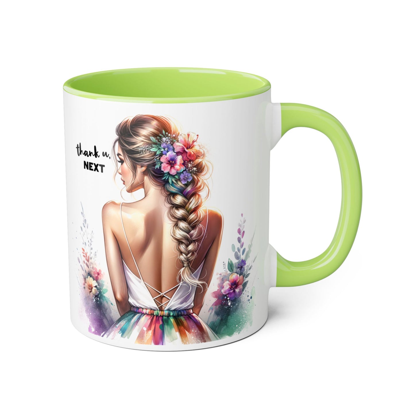 Thank U, Next Colorful Floral Accent Mug, Inspirational Coffee Cup, Gift for Her, Thank You Next Mug, Art Mug, Perfect for Birthdays, Anniversaries