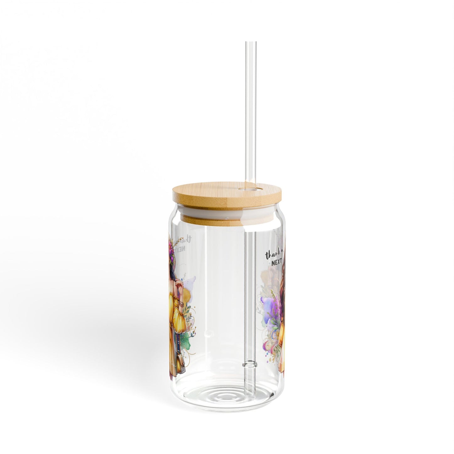 Thank U, Next Floral Sipper Glass, 16oz - Colorful Drinkware for Home, Office, Eco-Friendly, Gift for Her, Summer Vibes