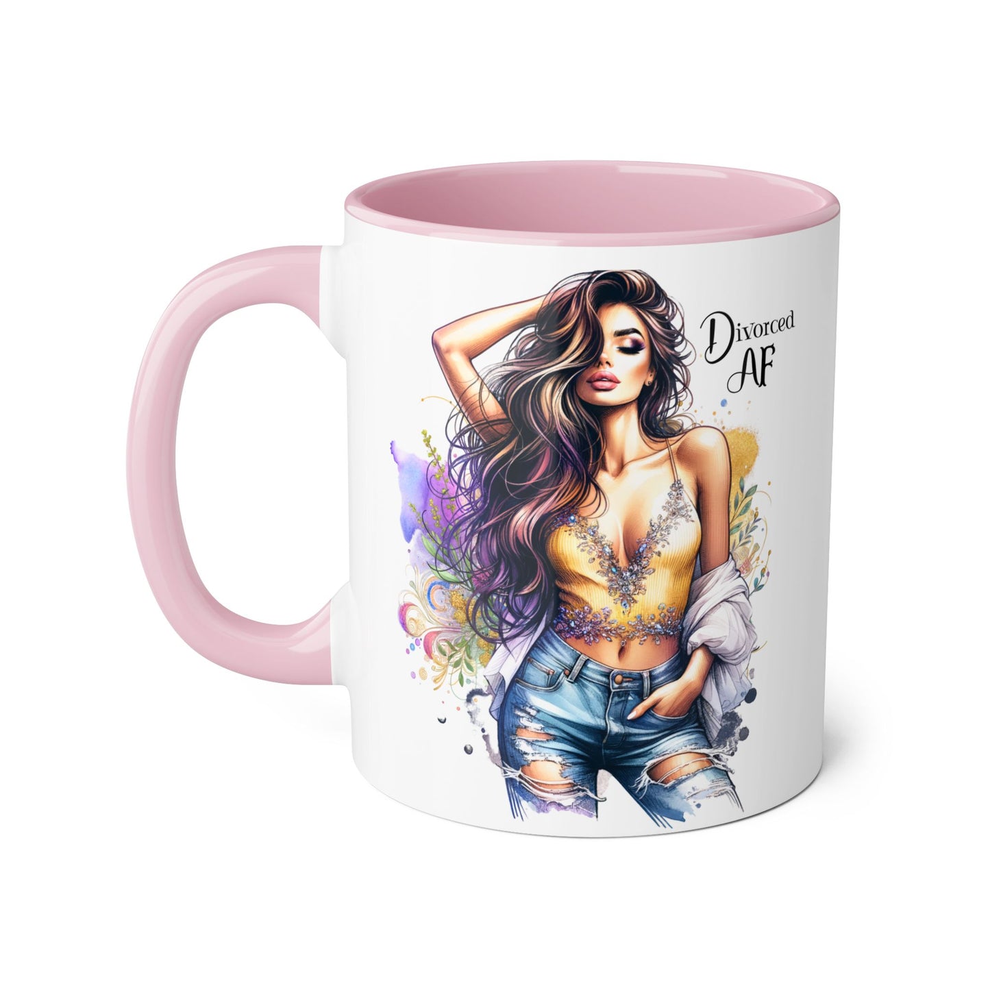 Divorced AF Mug, Stylish 11oz Accent Mug for Coffee Lovers, Perfect for Gifts, Self-Care and Empowerment, Unique Art Design