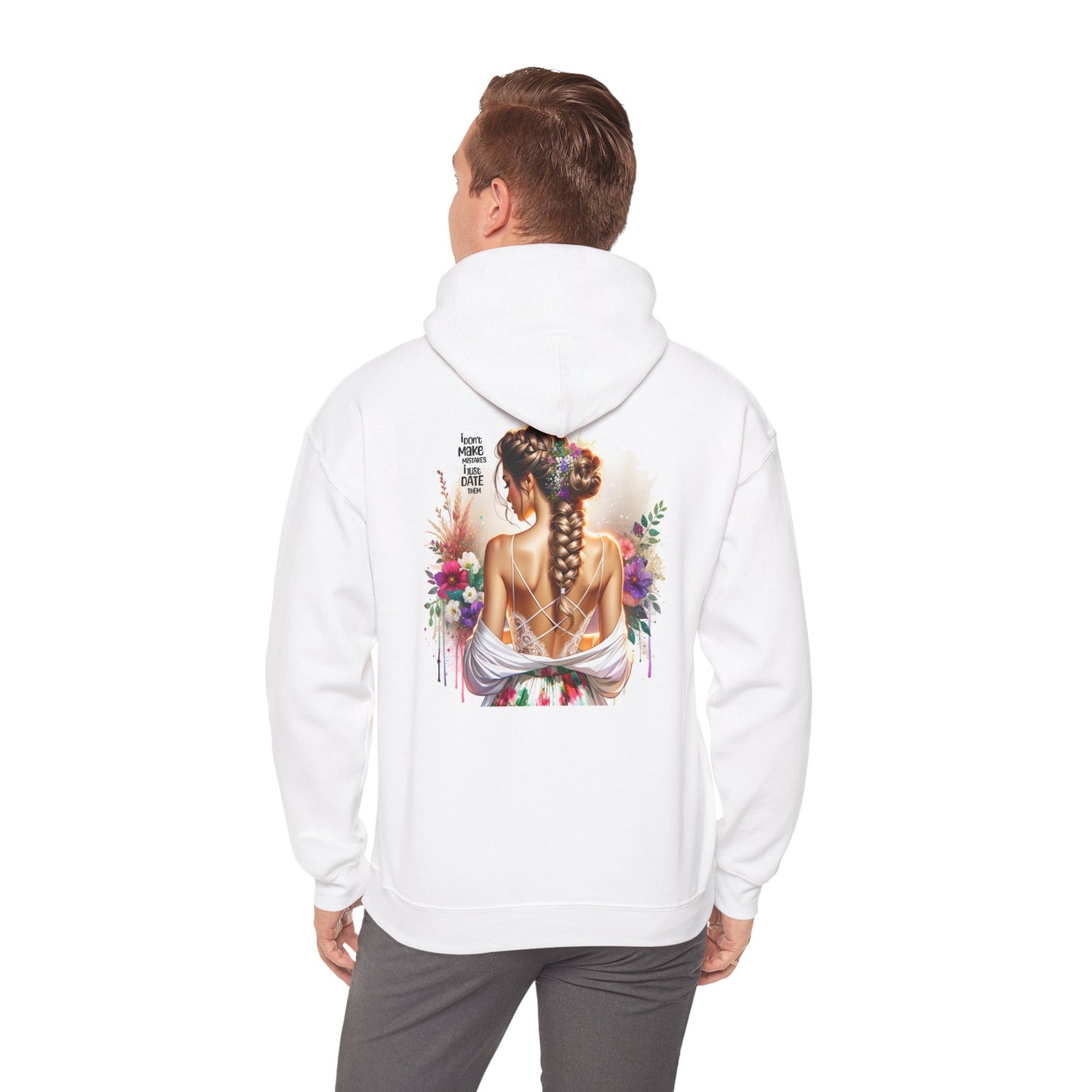 I Don`t Make Mistake, I Just Date Them Floral Tattoo Art Hoodie, Cozy Pullover, Gift for Her, Casual Lounge Wear, Perfect for Holidays & Celebrations