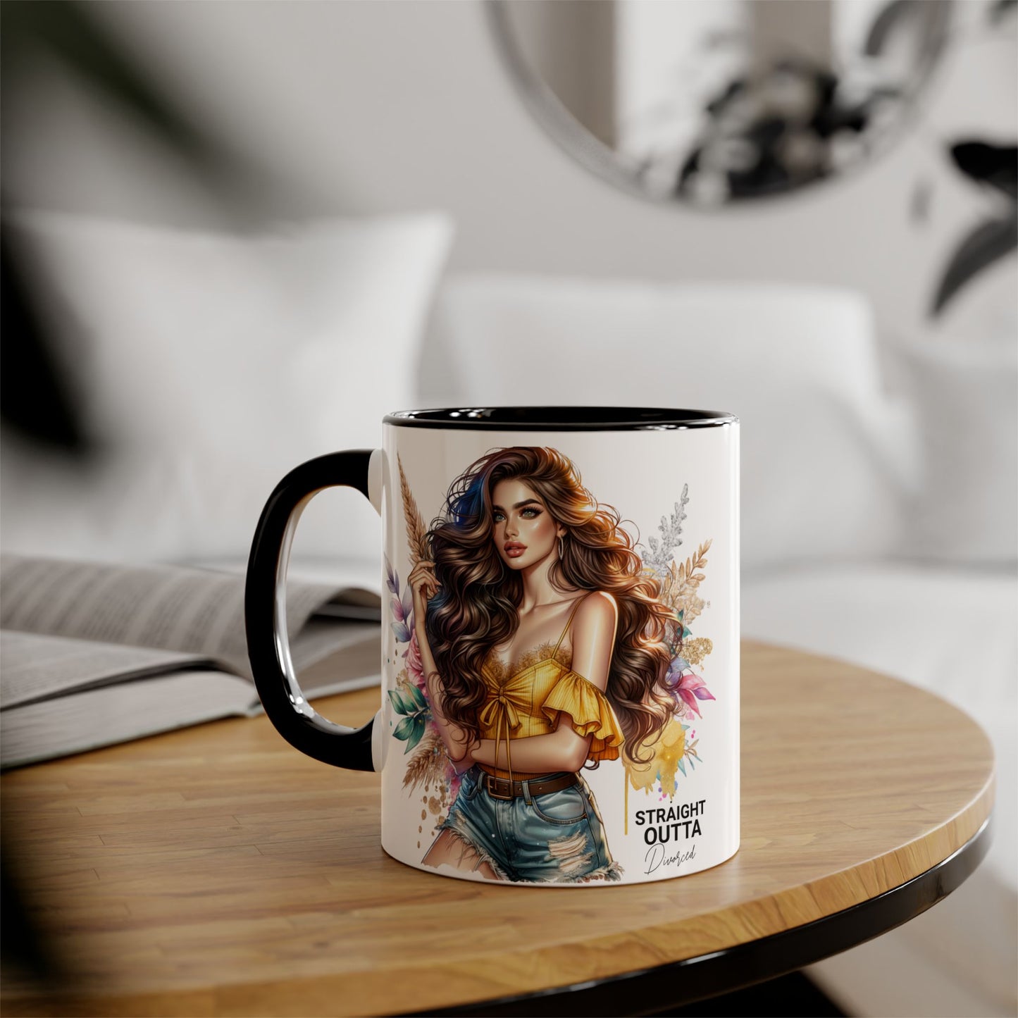 Straight Outta Divorced Humoristic Vibrant Accent Mug for Coffee Lovers, Perfect Gift for Birthdays, Anniversaries, or Home Decor