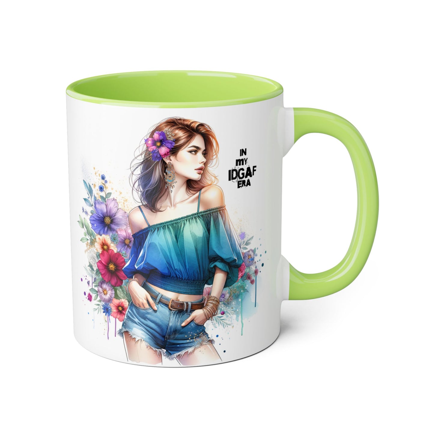 IDGAF Floral Accent Mug - Stylish Coffee Mug for Sassy Souls, Gift for Friends, Unique Home Decor, Perfect for Birthdays, Fun Collectible
