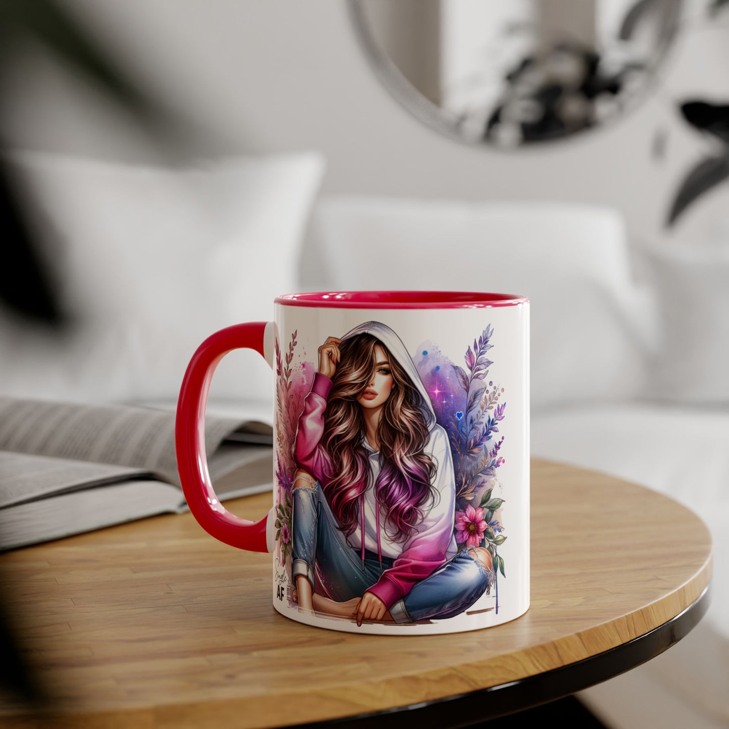 Single AF Stylish Accent Mugs for Coffee Lovers, Floral Art, Inspirational Gift, Appreciation Gift, Home Decor, Unique Mug Design
