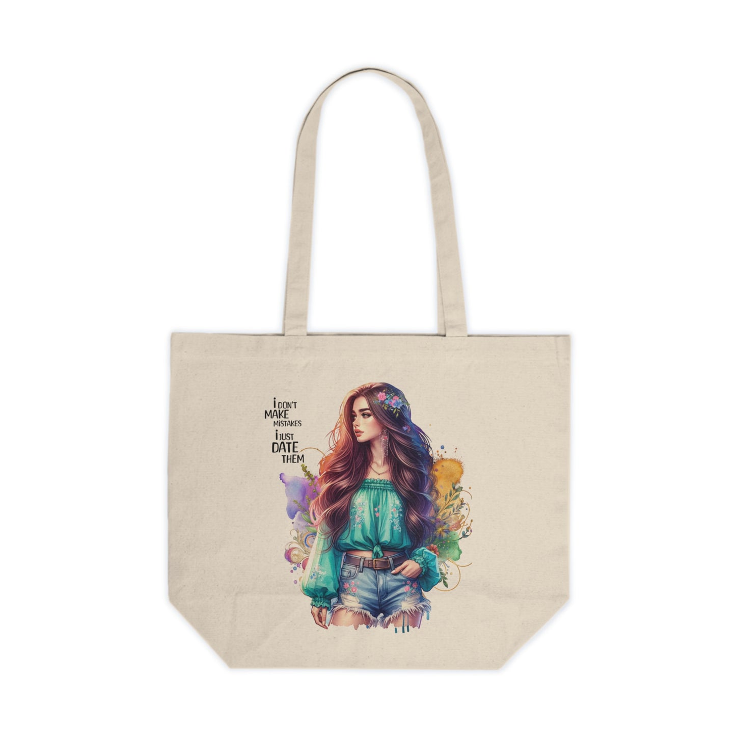 I Don`t Make Mistakes, I Just Date Them Bohemian Canvas Shopping Tote | Eco-Friendly Bag | Art Tote for Women | Gift for Her | Fashionable Market Tote