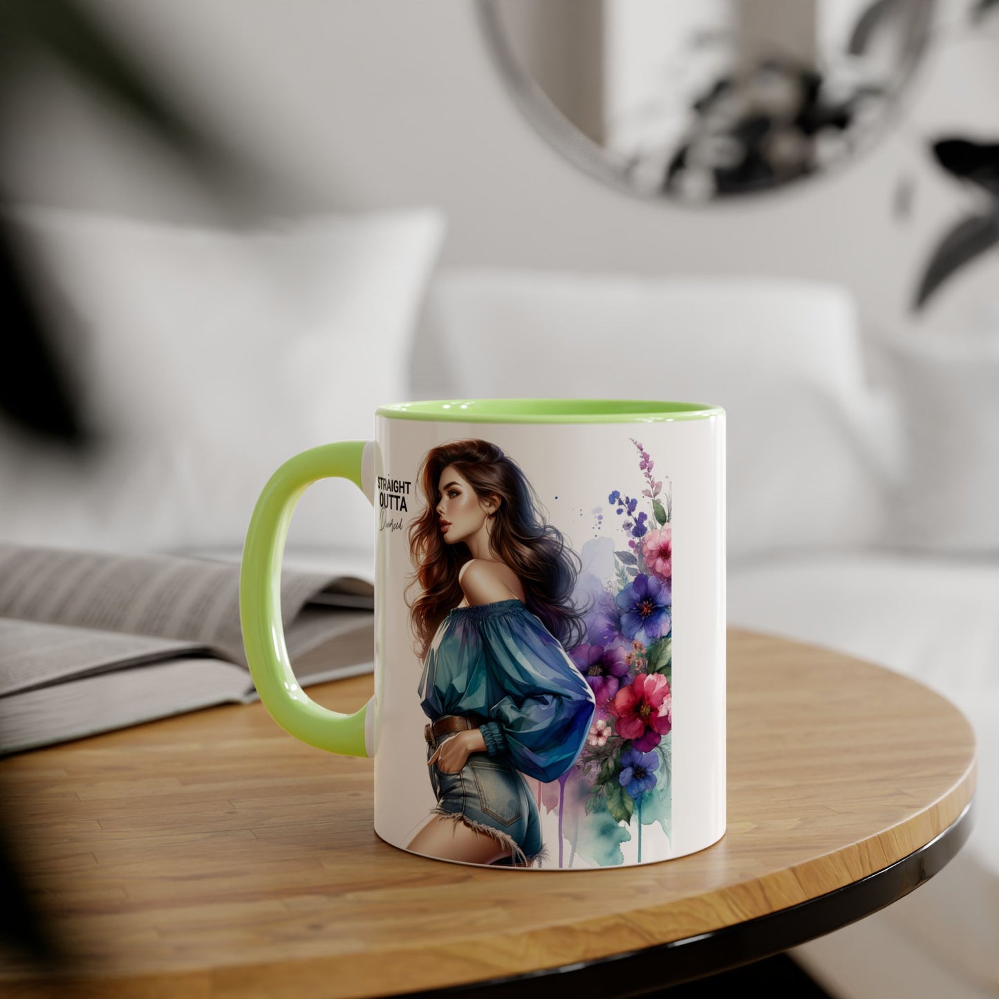 Straight Outta Divorced Humoristic Artistic Accent Mug, Personalized Gift for Coffee Lovers, Floral Design Mug, Straight Outta Mug, Creative Kitchenware, Unique Home Decor