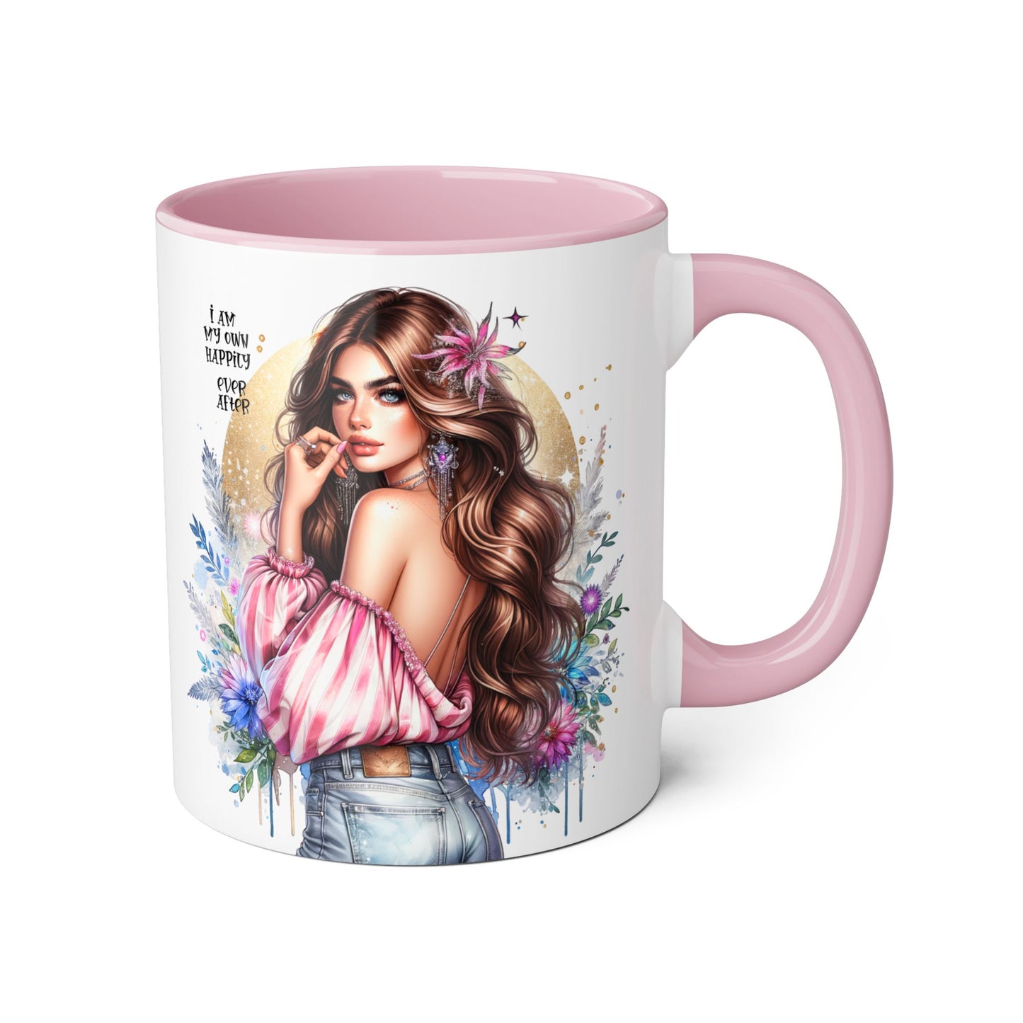 I Am My Own Happily Ever After Boho Chic Accent Mug with Inspirational Quote, Gifts for Her, Self-Love Decor, Coffee Mug for Everyday Use, Unique Art Mug