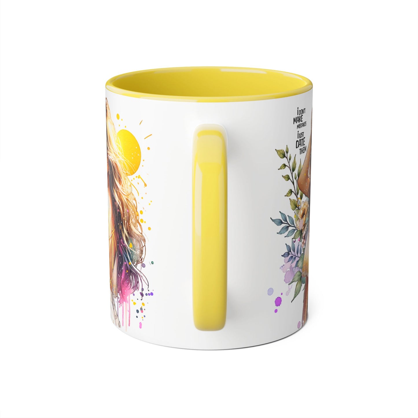 I Don't Make Mistakes, I Date Them Bohemian Floral Accent Mug, Inspirational Coffee Cup, Gift for Her, Art Coffee Mug, Unique Tea Mug, Home Decor