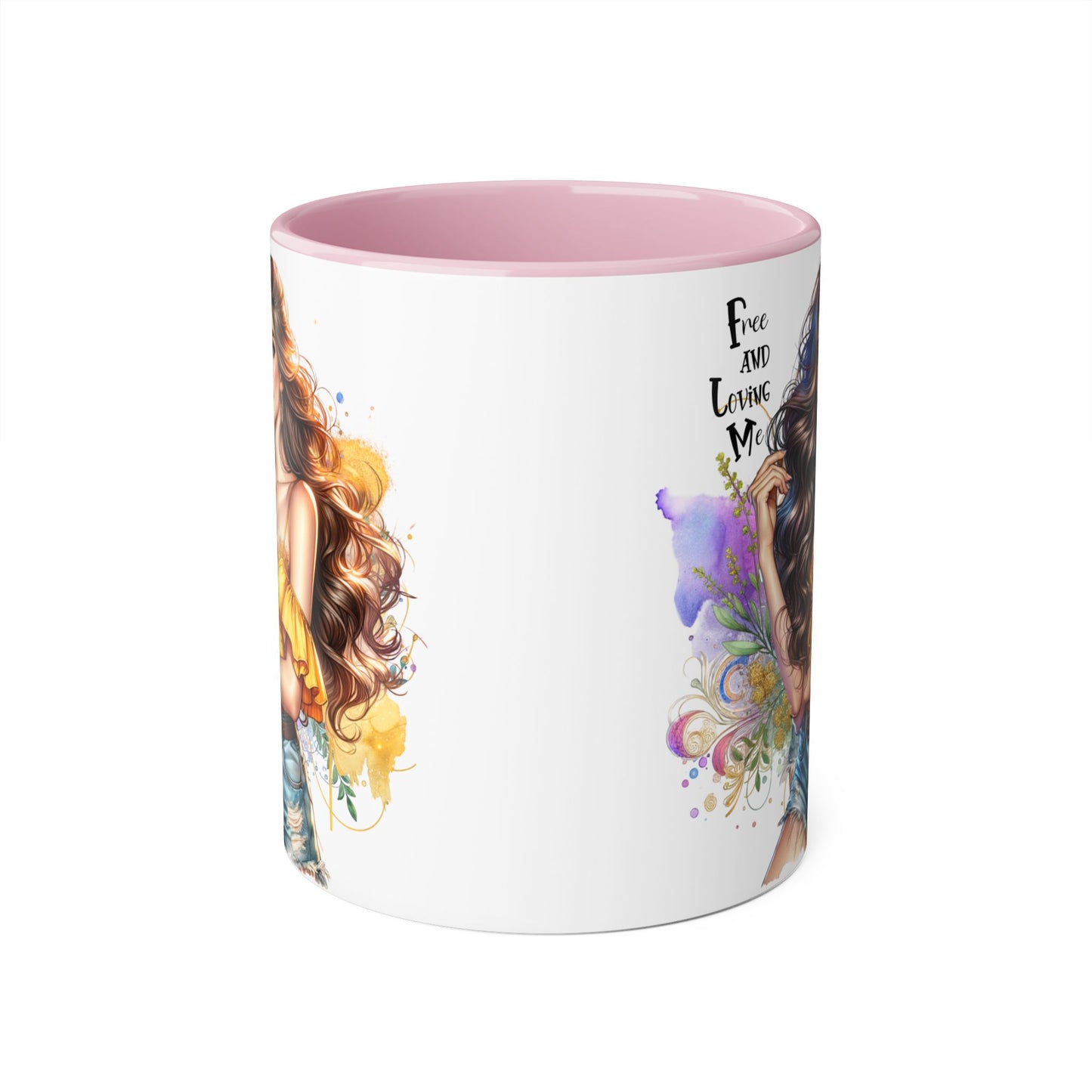 Free Spirit Accent Mug, Boho Coffee Cup, Inspirational Gift, Art Lover's Mug, Unique Home Decor, Stylish Drinkware