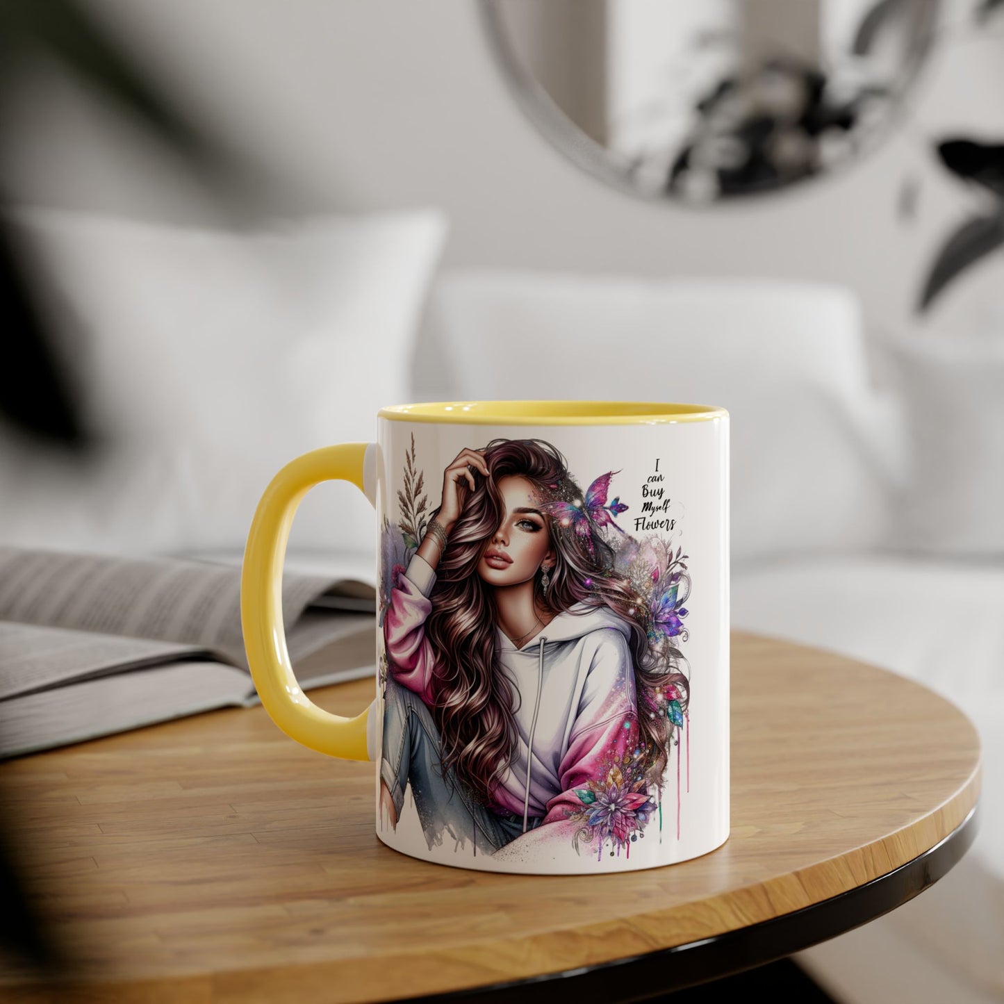 I Can Buy Myself Flowers Artistic Floral Accent Mug | I Keep My Hopes + Dreams, Coffee Cup for Gifts, Home Decor, Birthdays, Self-Care, Tea Lovers