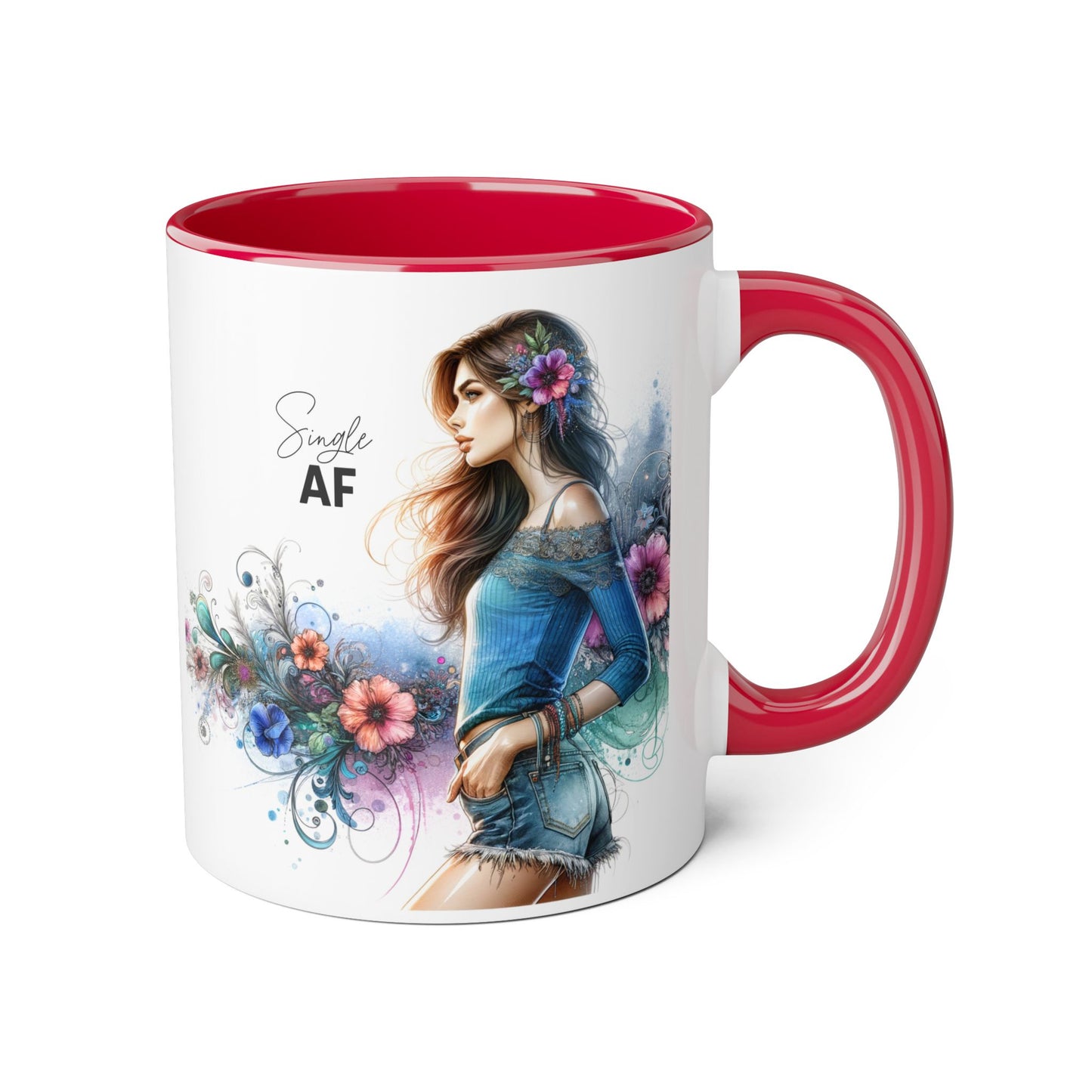 Vibrant Accent Mug - Perfect Gift for Singles, Fun Coffee Cup, Floral Artwork, Sassy Home Decor, Unique Birthday Present