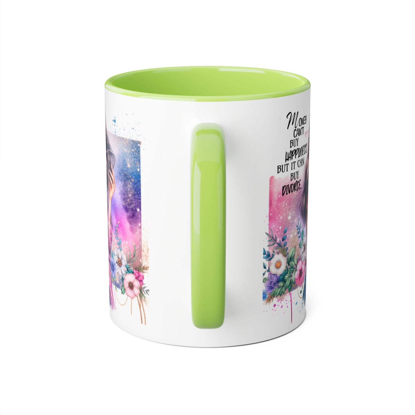 Money Can't Buy Happiness But It Can Buy Divorce Humoristic Empowerment Mug for Self-Love, Coffee Cup, Birthday Gift, Inspirational Decor, Divorce Gift, Floral Design