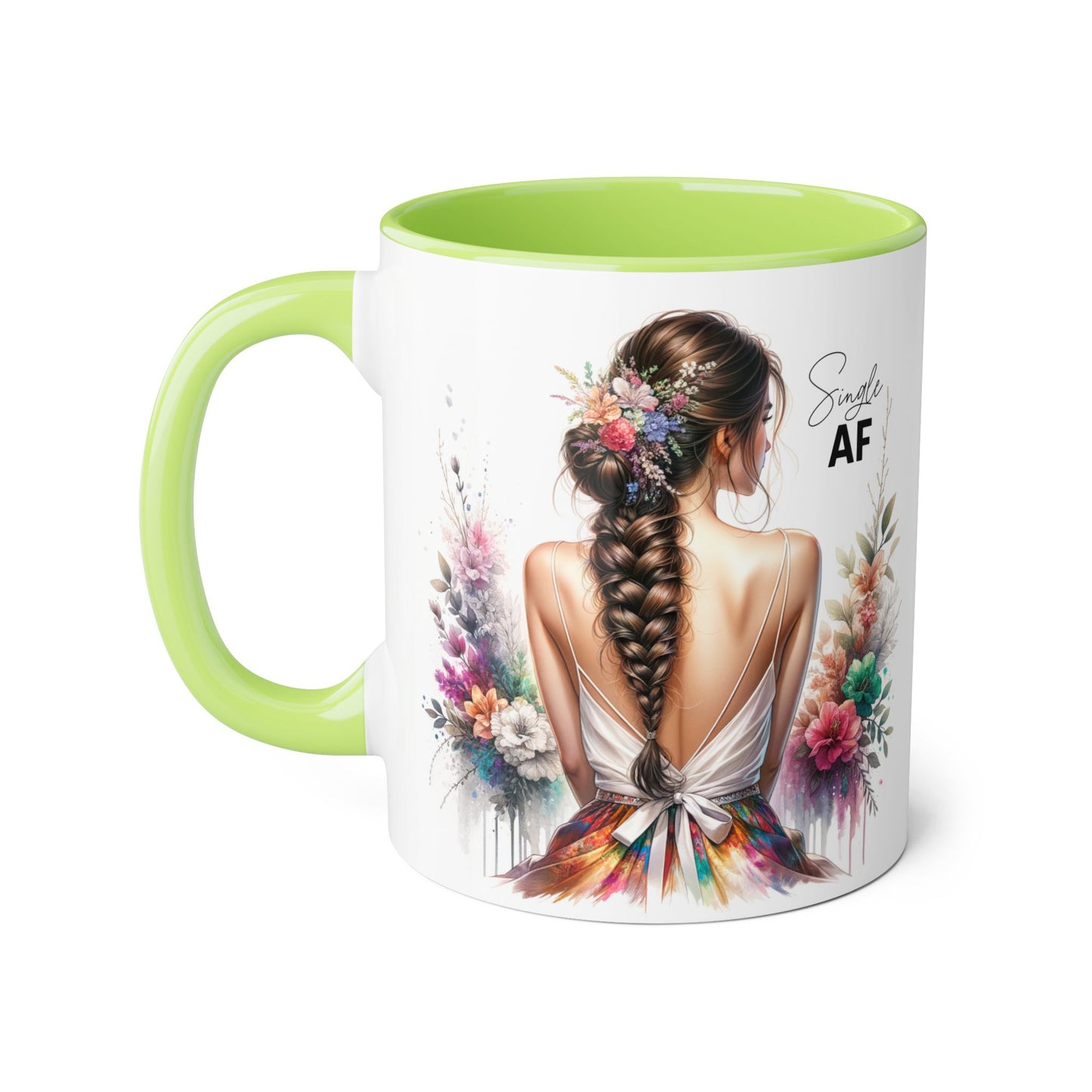 Single AF Bohemian Accent Mug - Smile AF, Floral Coffee Cup, Gift for Her, Inspirational Drinkware, Home Décor, Unique Present