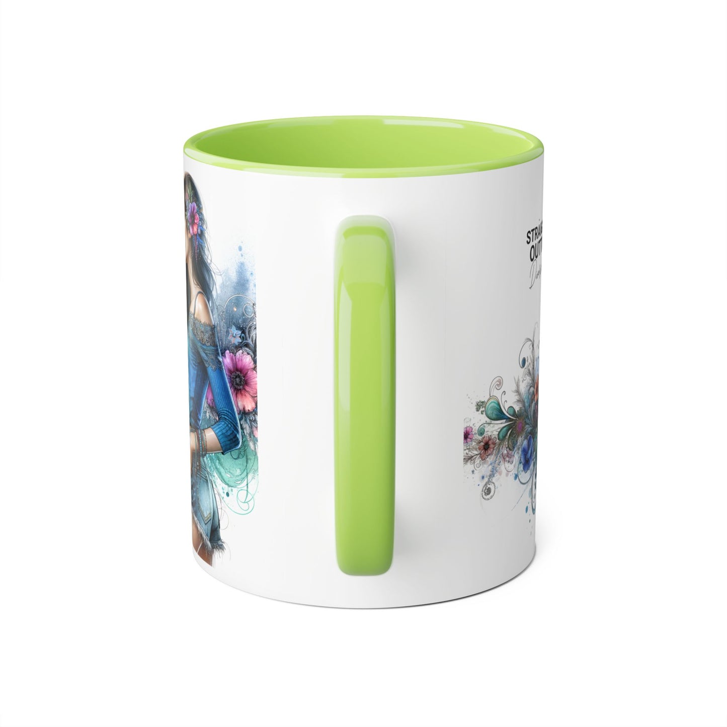 Straight Outta Divorced Humoristic Bohemian Accent Mugs with Floral Art – Trendy Coffee Cup, Gift for Friends, Decor, Home, Birthday, or Celebration