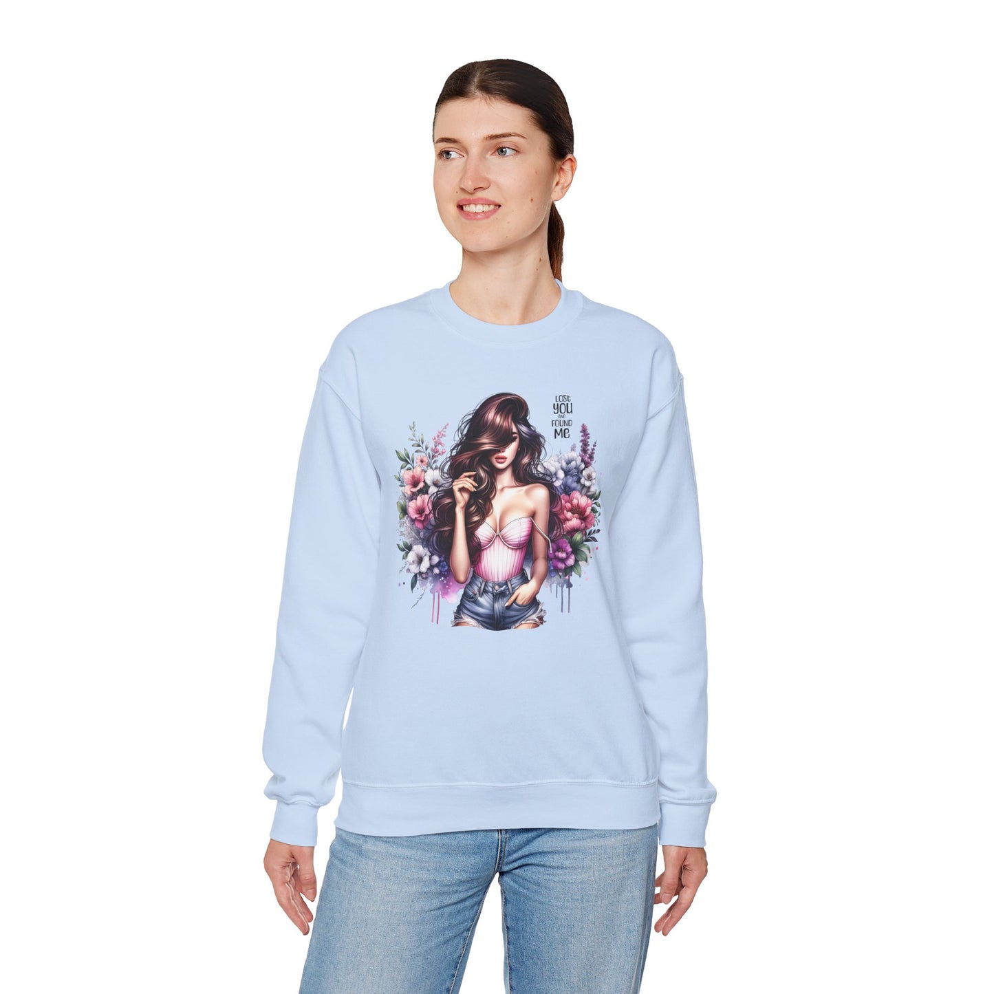 Lost You And Found Me Floral Graphic Crewneck Sweatshirt, Vibrant Sweatshirt, Cozy Casual Wear, Gift for Her, Floral Apparel, Spring Fashion