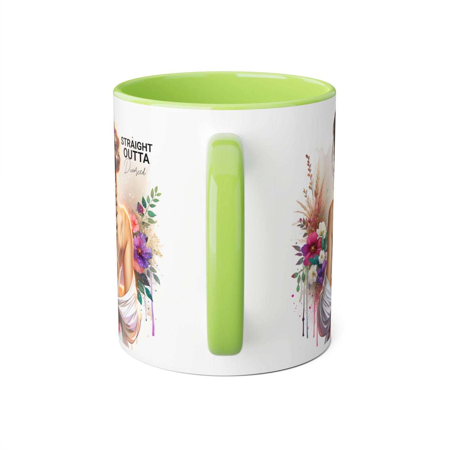 Straight Outta Divorced Humoristic Elegant Floral Accent Mug - Straight Outta Inspired Design, Coffee Cup, Gift for Her, Home Decor, Unique Drinkware, Birthday