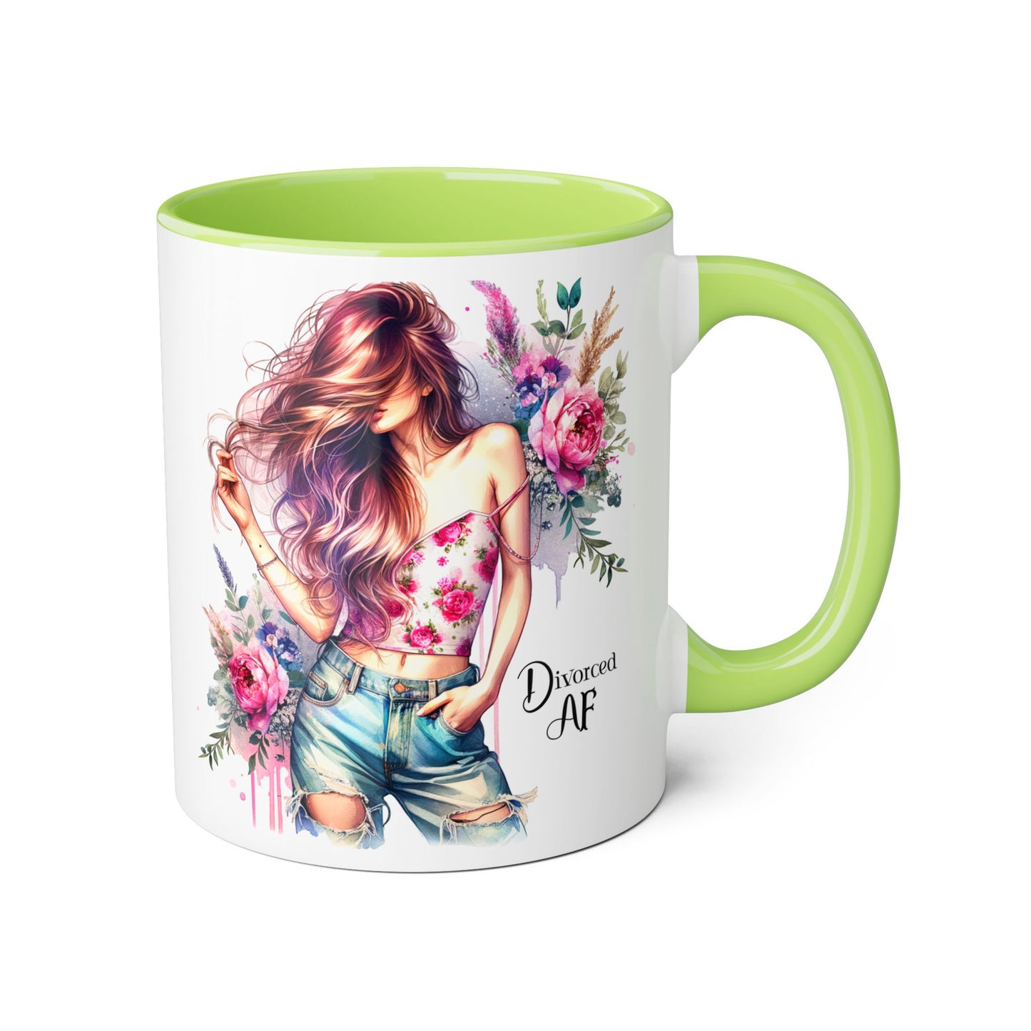 Diamond AF Floral Accent Mug - Stylish Coffee Cup, Great Gift for Her, Birthday, Friendship, Self-Care