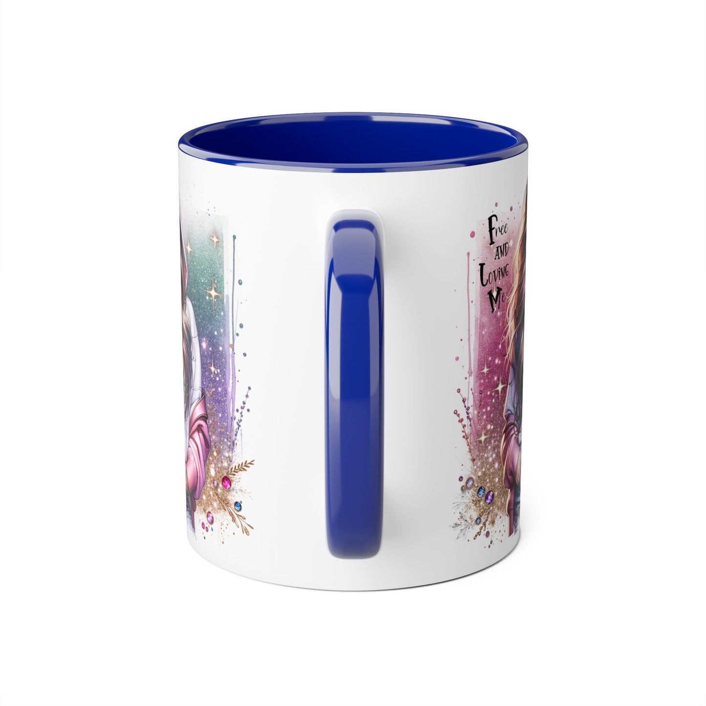 Stylish Accent Mug - 'Free and Loving Me' Coffee Cup, Perfect Gift for Coffee Lovers, Inspirational Drinkware, Cute Morning Mug
