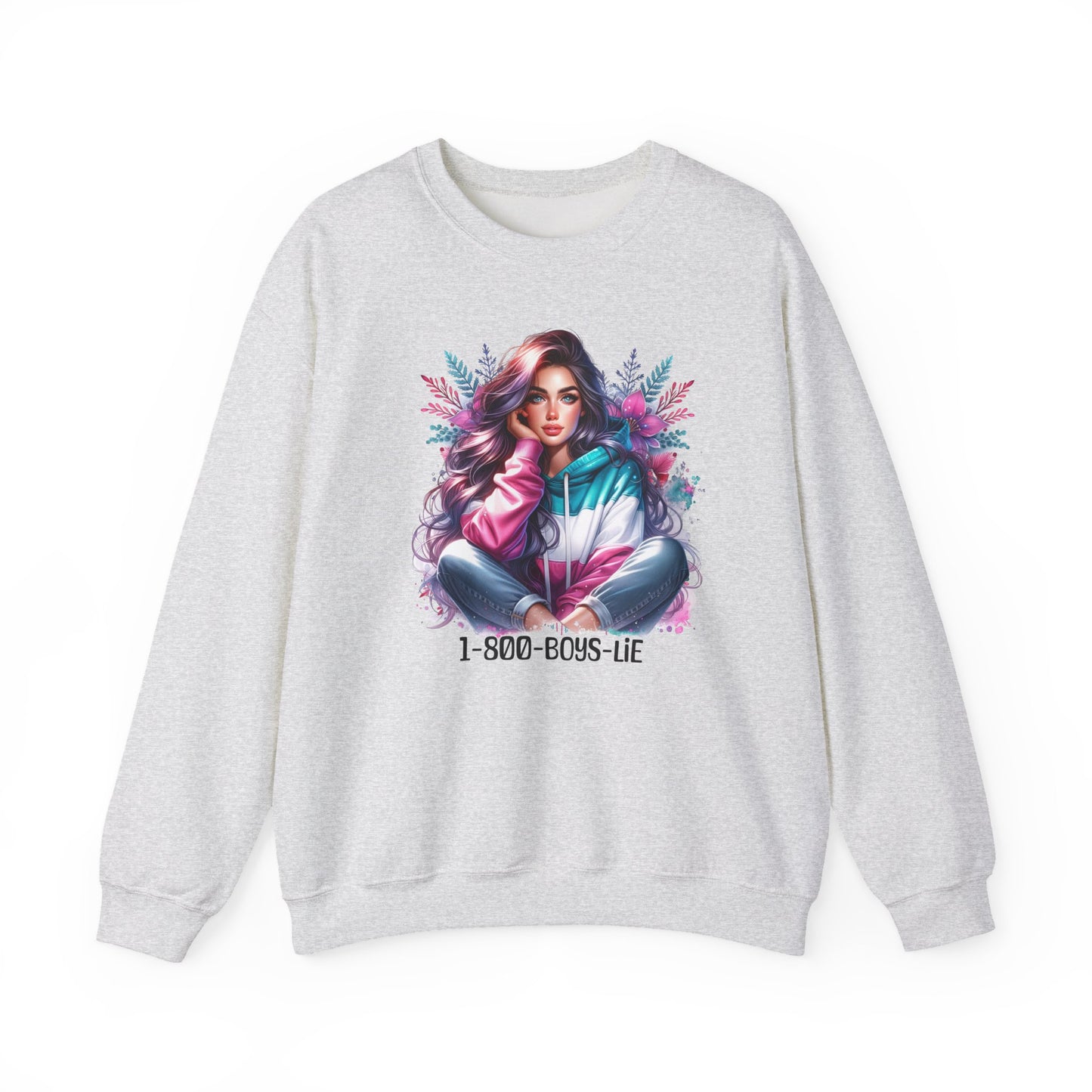 Chic Graphic Crewneck Sweatshirt - 1-800-BOYS-LIE, Cozy Sweatshirt, Fashion Sweatshirt, Casual Wear, Unique Gift, Trendy Outfit