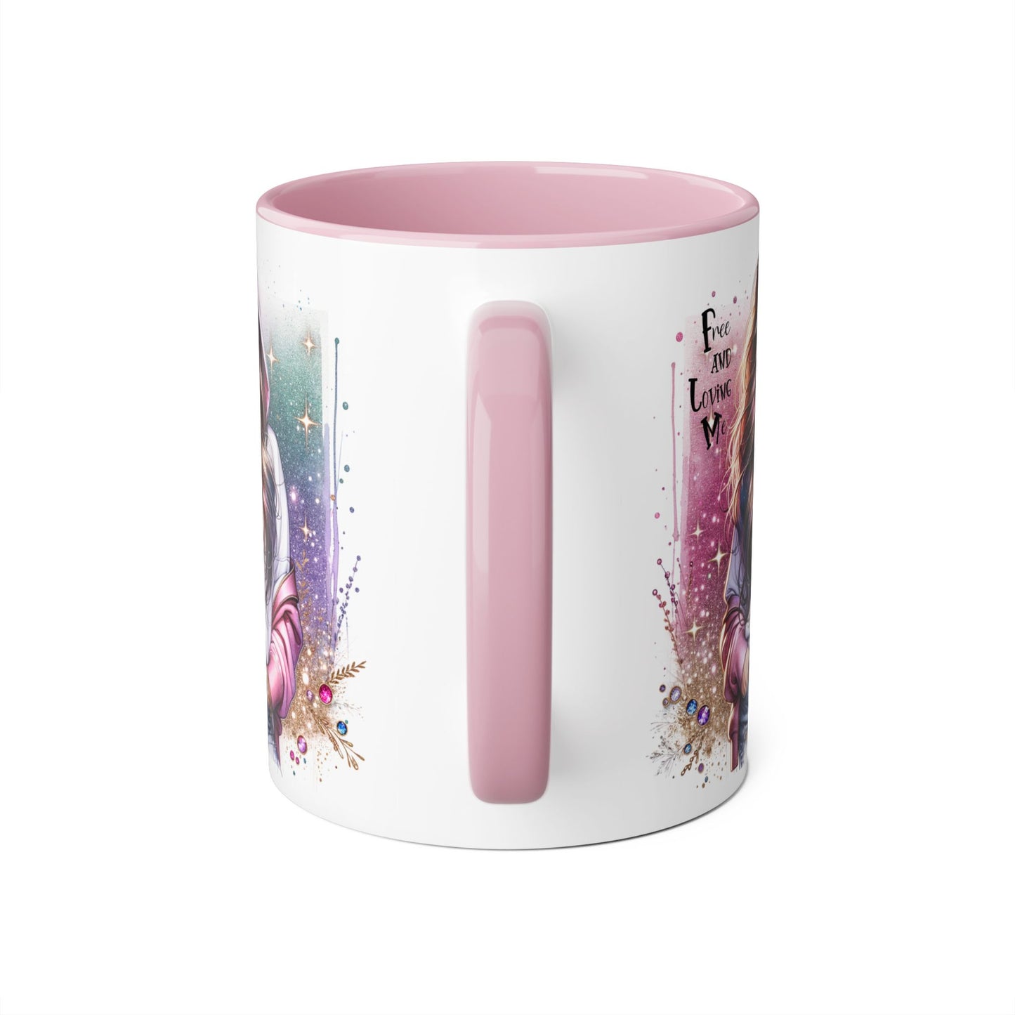 Stylish Accent Mug - 'Free and Loving Me' Coffee Cup, Perfect Gift for Coffee Lovers, Inspirational Drinkware, Cute Morning Mug