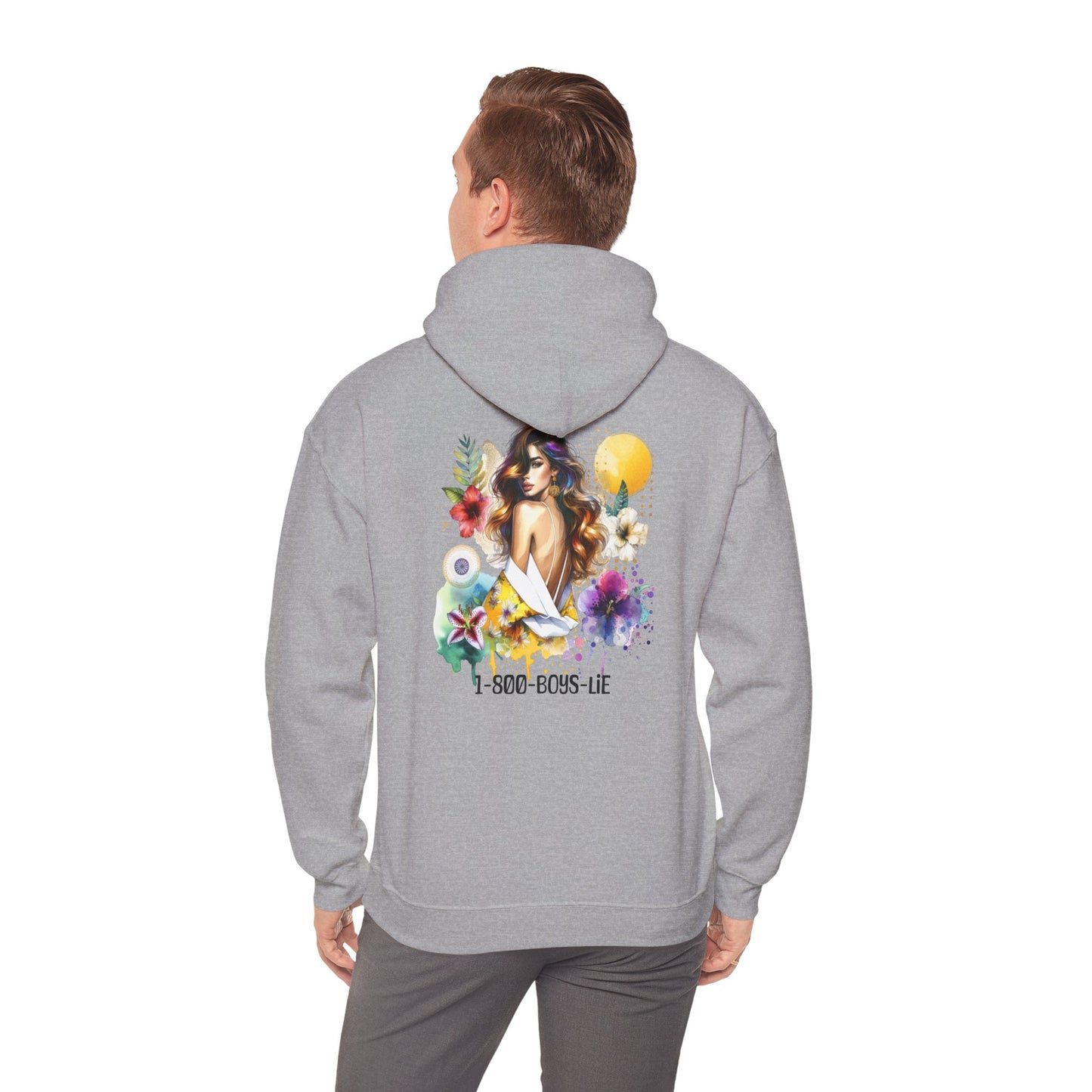 1-800-Boys-Lie Tropical Vibe Hoodie - Unisex Heavy Blend Sweatshirt for Beach Lovers, Summer Style, Gift for Her, Casual Wear, Boho Chic Fashion