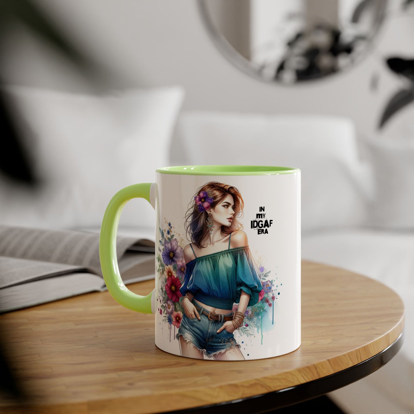 IDGAF Floral Accent Mug - Stylish Coffee Mug for Sassy Souls, Gift for Friends, Unique Home Decor, Perfect for Birthdays, Fun Collectible