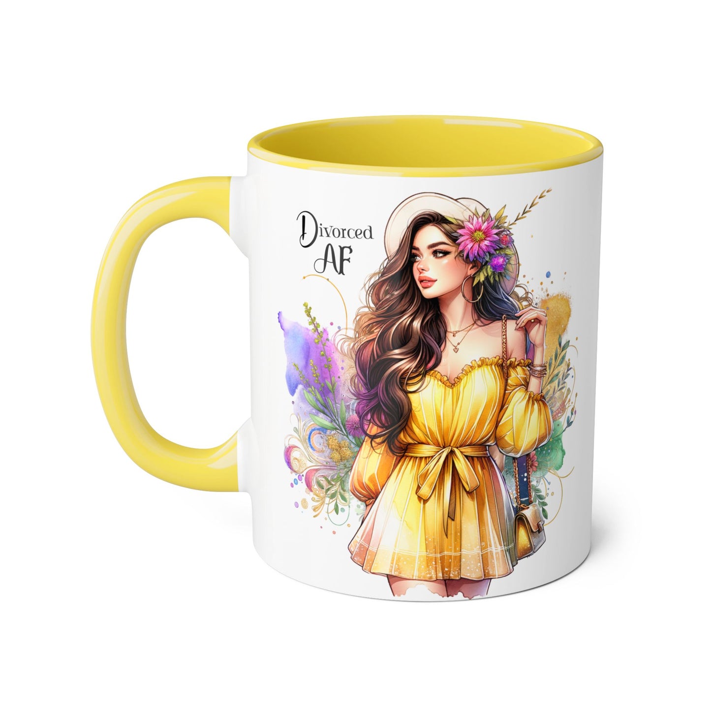 Divorced AF Accent Mug - Motivational Coffee Cup for Her, Gift for Newly Divorced Friends, Therapist Gift, Inspirational Drinkware