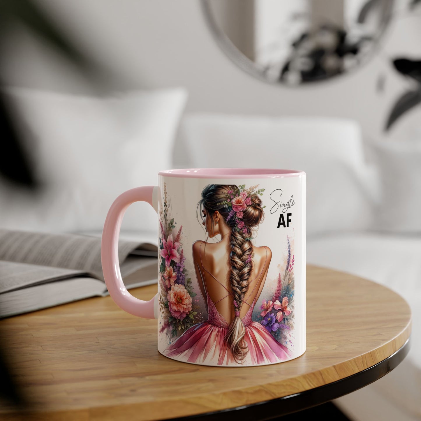 Single AF Floral Accent Mug - Perfect Gift for Single Friends, Celebration, Coffee Lovers, Birthday, Chic Decor