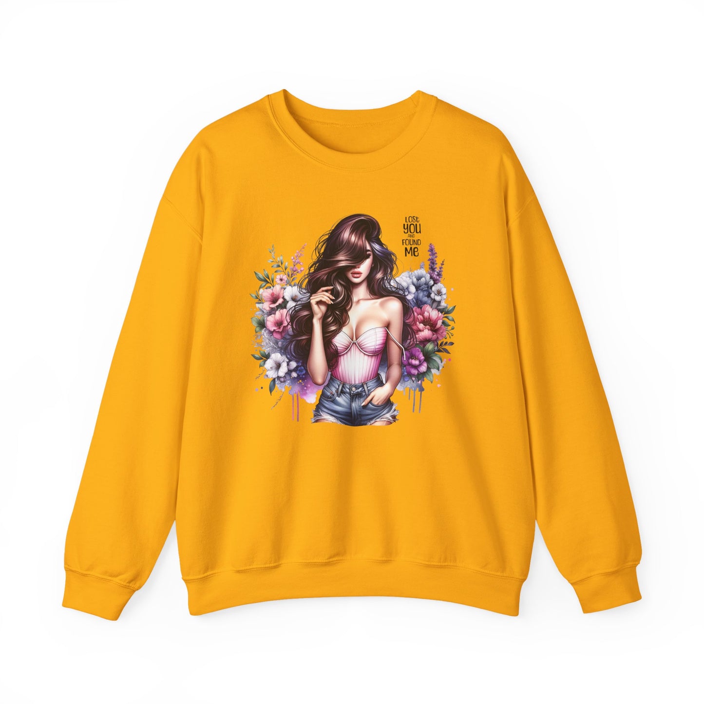 Lost You And Found Me Floral Graphic Crewneck Sweatshirt, Vibrant Sweatshirt, Cozy Casual Wear, Gift for Her, Floral Apparel, Spring Fashion